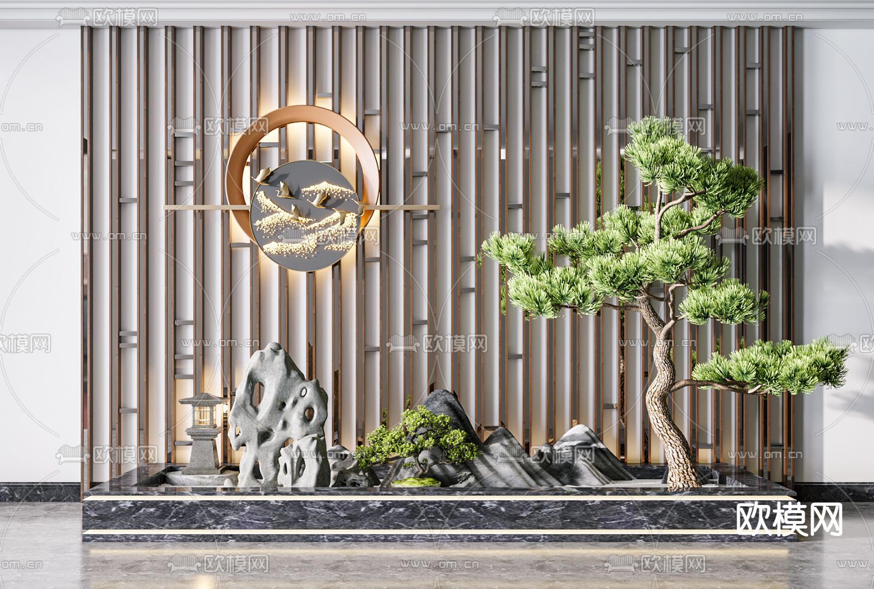 新中式禅意庭院园艺景观小品su模型下载_ID12196233_sketchup模型下载-欧模网