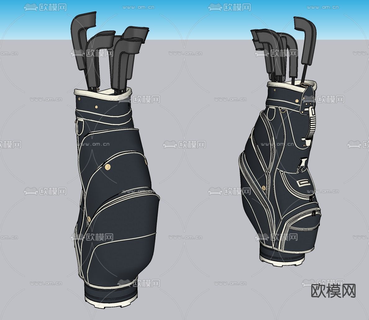 现代海军蓝高尔夫球袋su模型下载（渲染图3）