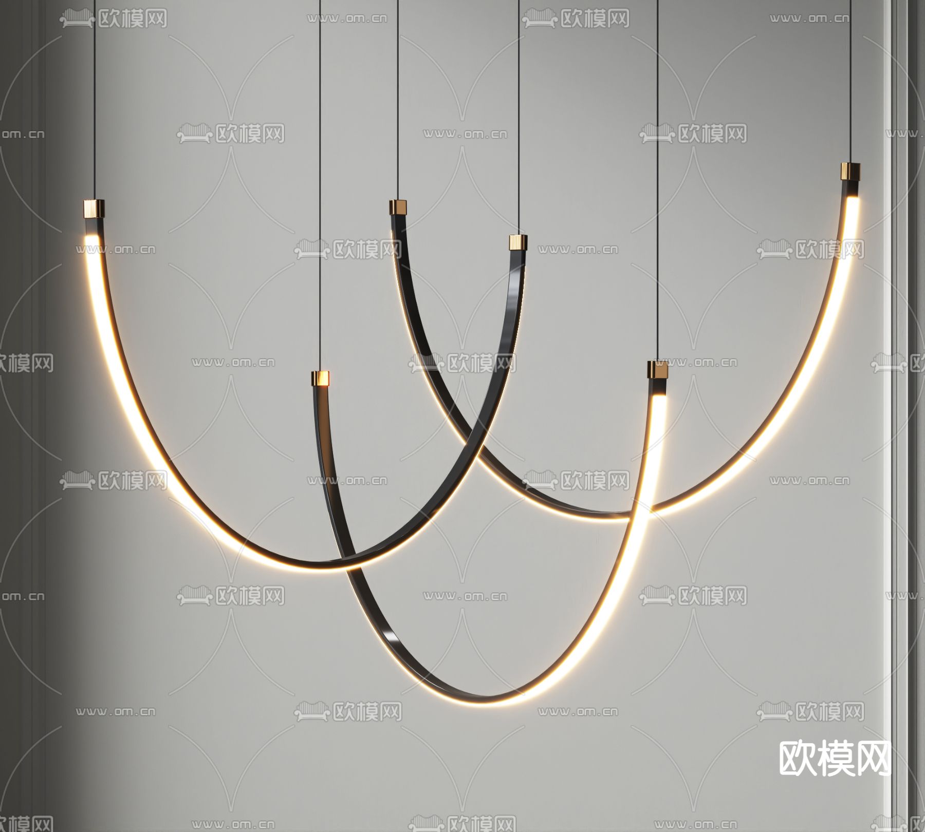 极简曲线吊灯3d模型下载_ID12196476_3dmax免费模型-欧模网
