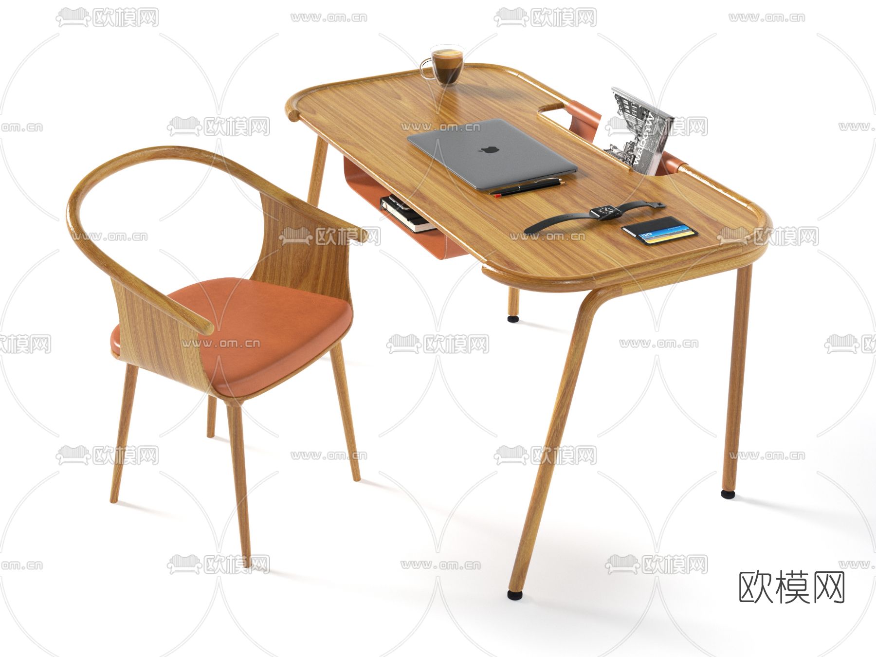 北欧书桌椅3d模型下载（渲染图2）