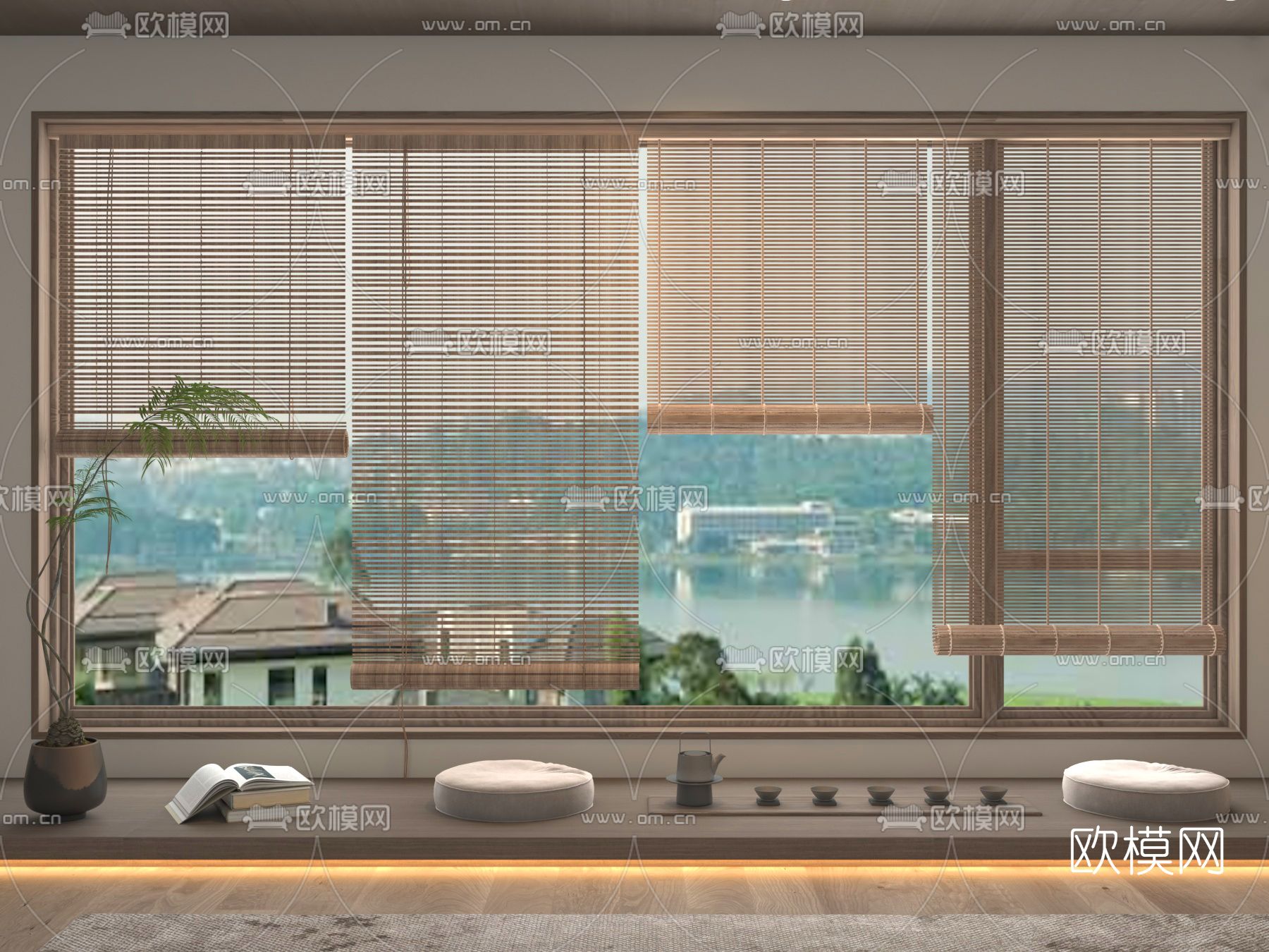 中式卷帘 竹帘3d模型下载