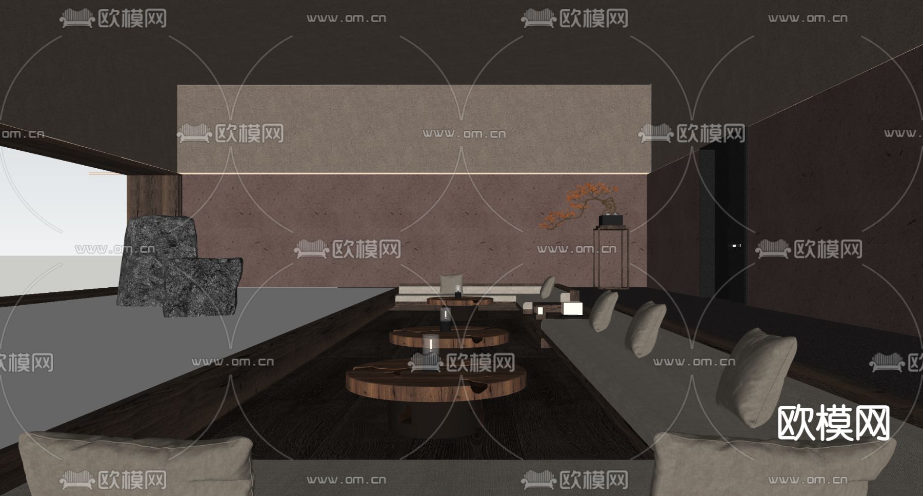 现代室内温泉su模型下载（渲染图3）