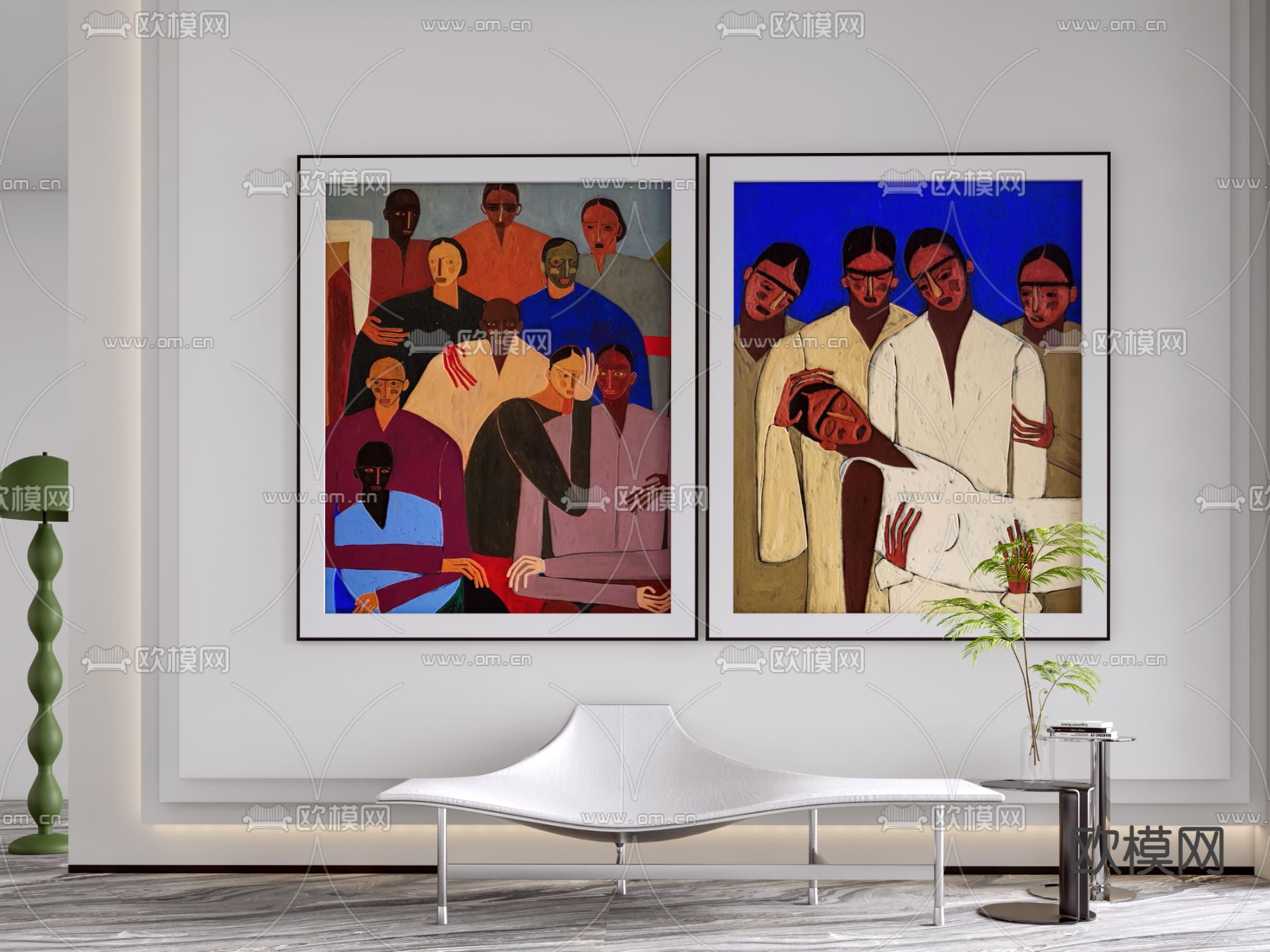 现代艺术装饰挂画su模型下载（渲染图1）