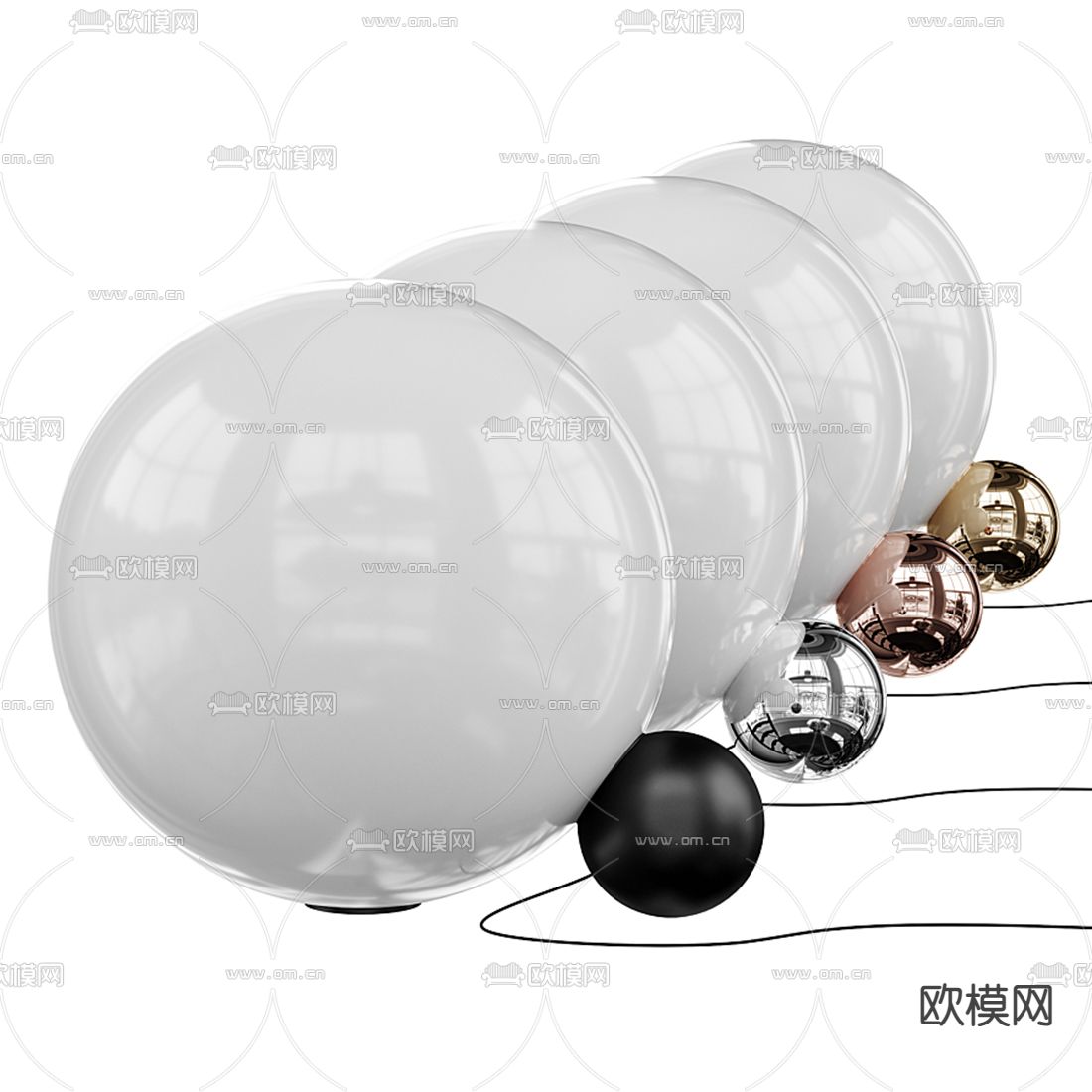 现代圆形台灯3d模型下载（渲染图1）
