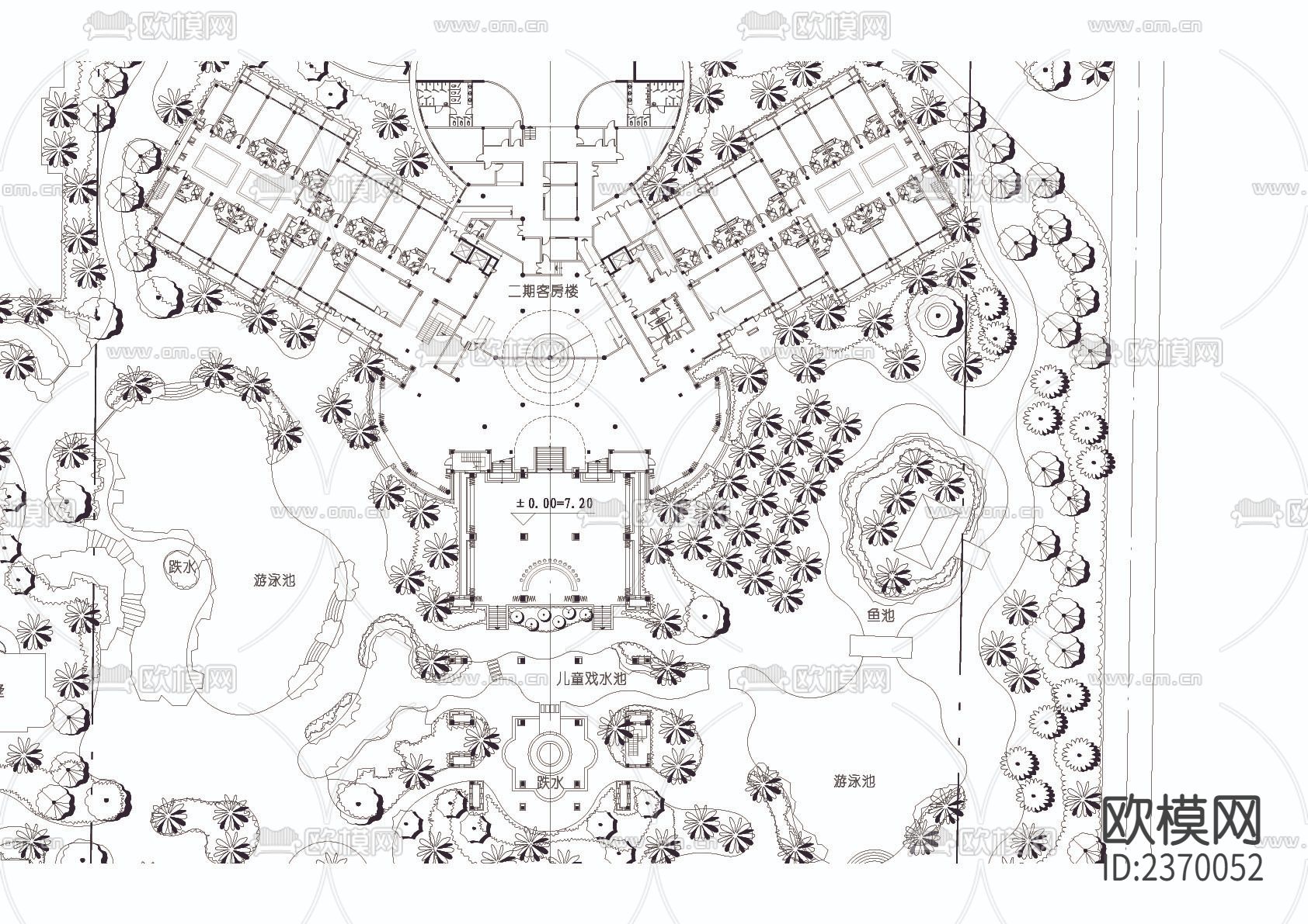海南三亚度假CAD施工图下载（渲染图1）