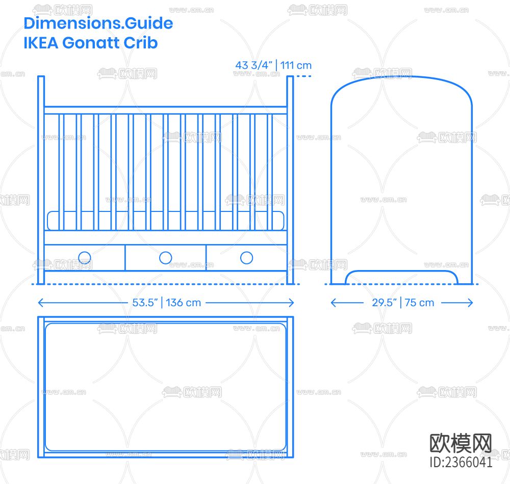 婴儿床cad图库下载（渲染图4）