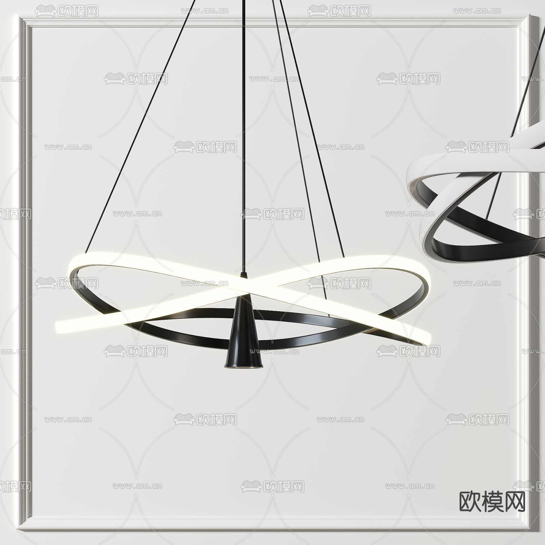 环形线条吊灯3d模型下载_ID12199762_3dmax免费模型-欧模网