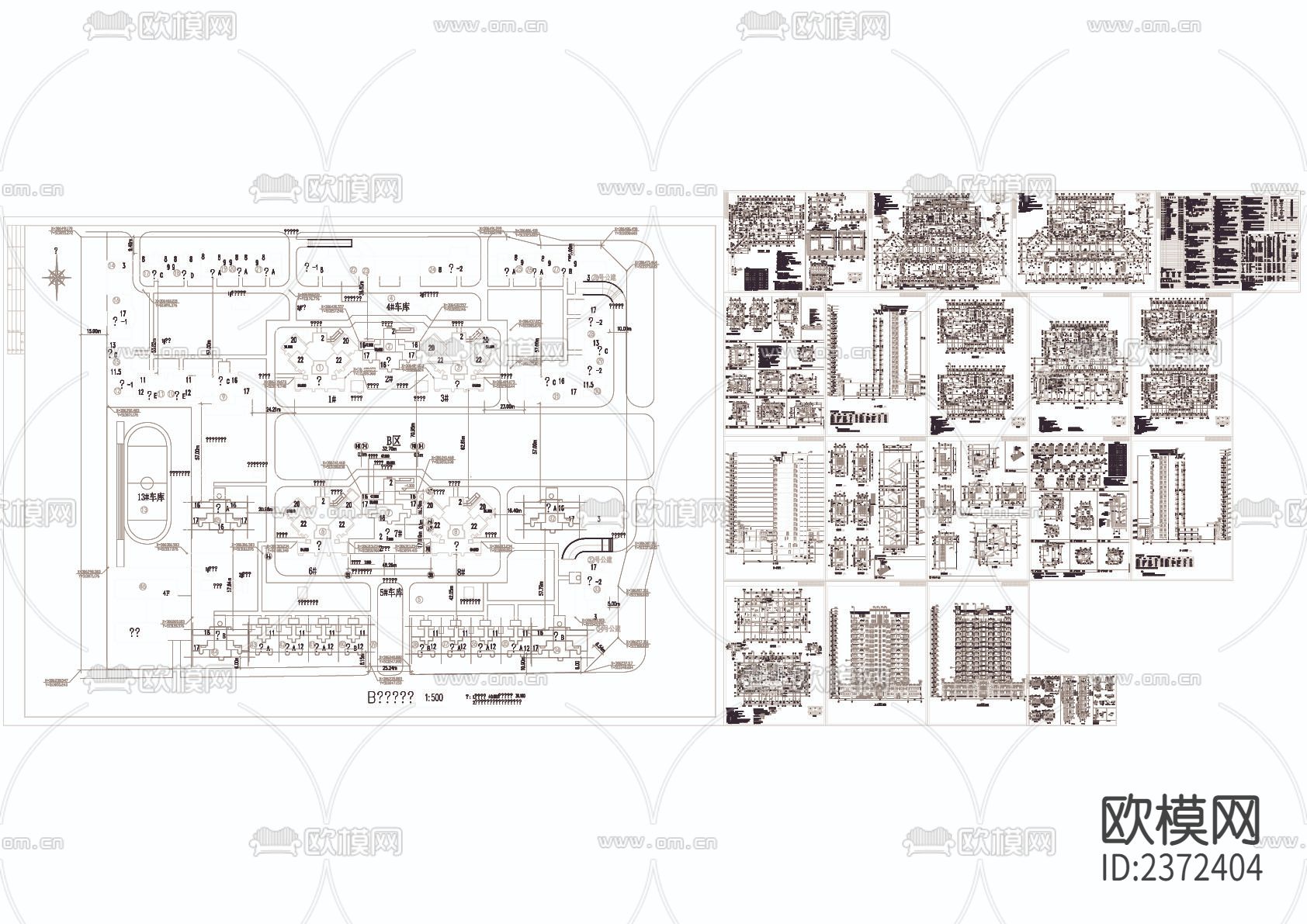 小区建筑CAD施工图下载（渲染图2）