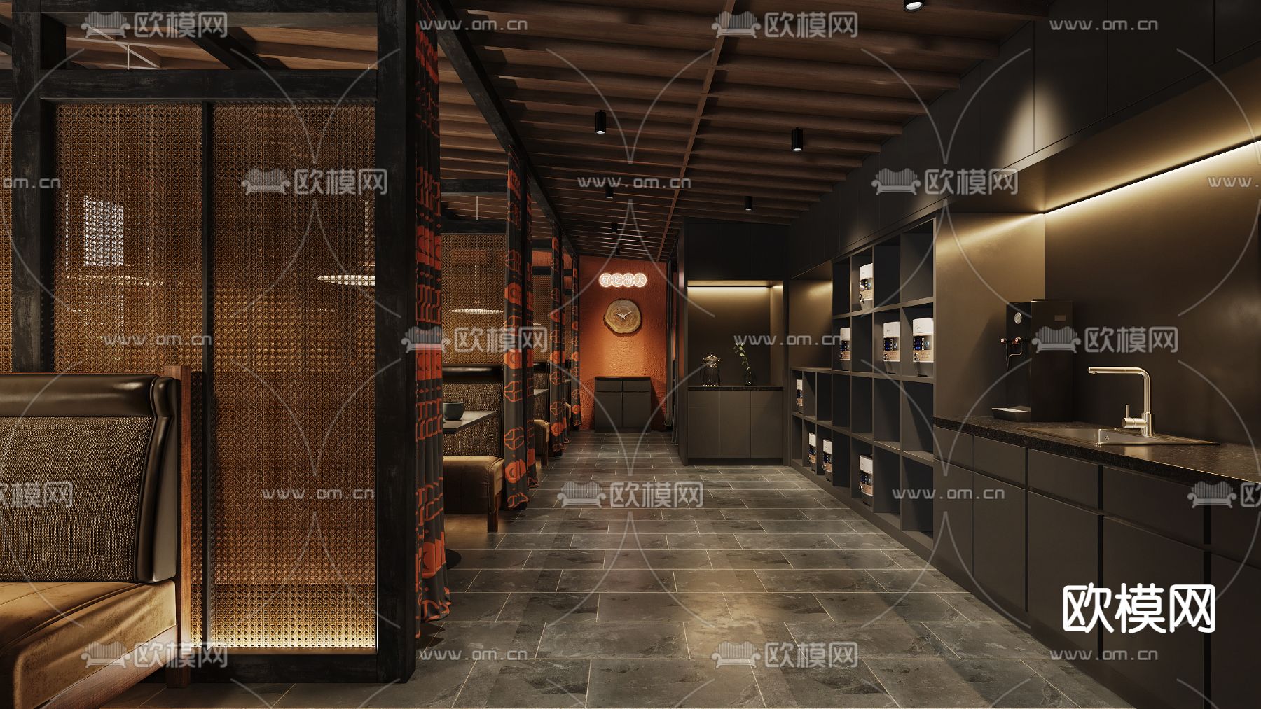 现代川菜餐饮店3d模型下载（渲染图4）