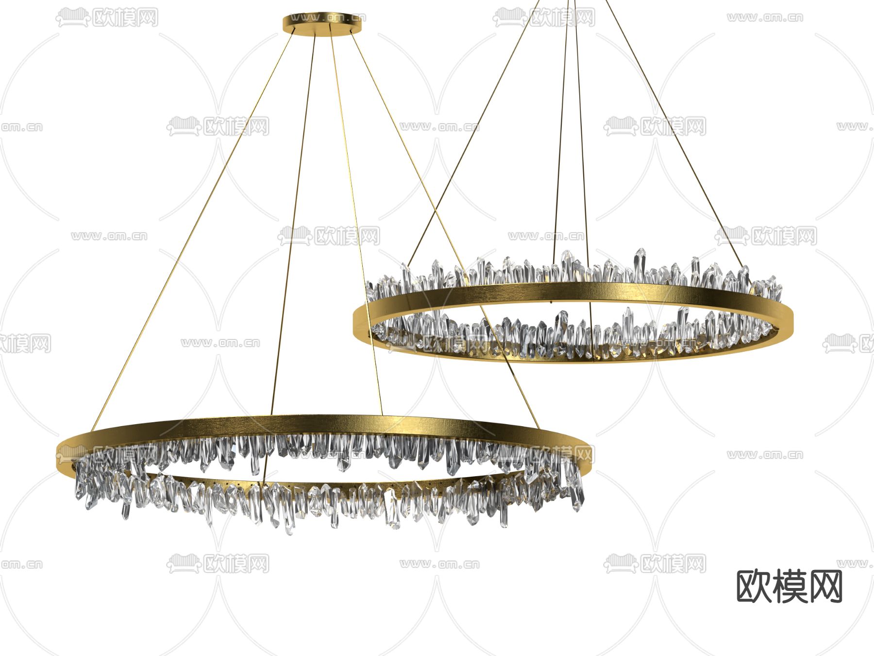 轻奢金属吊灯 环形吊灯su模型下载
