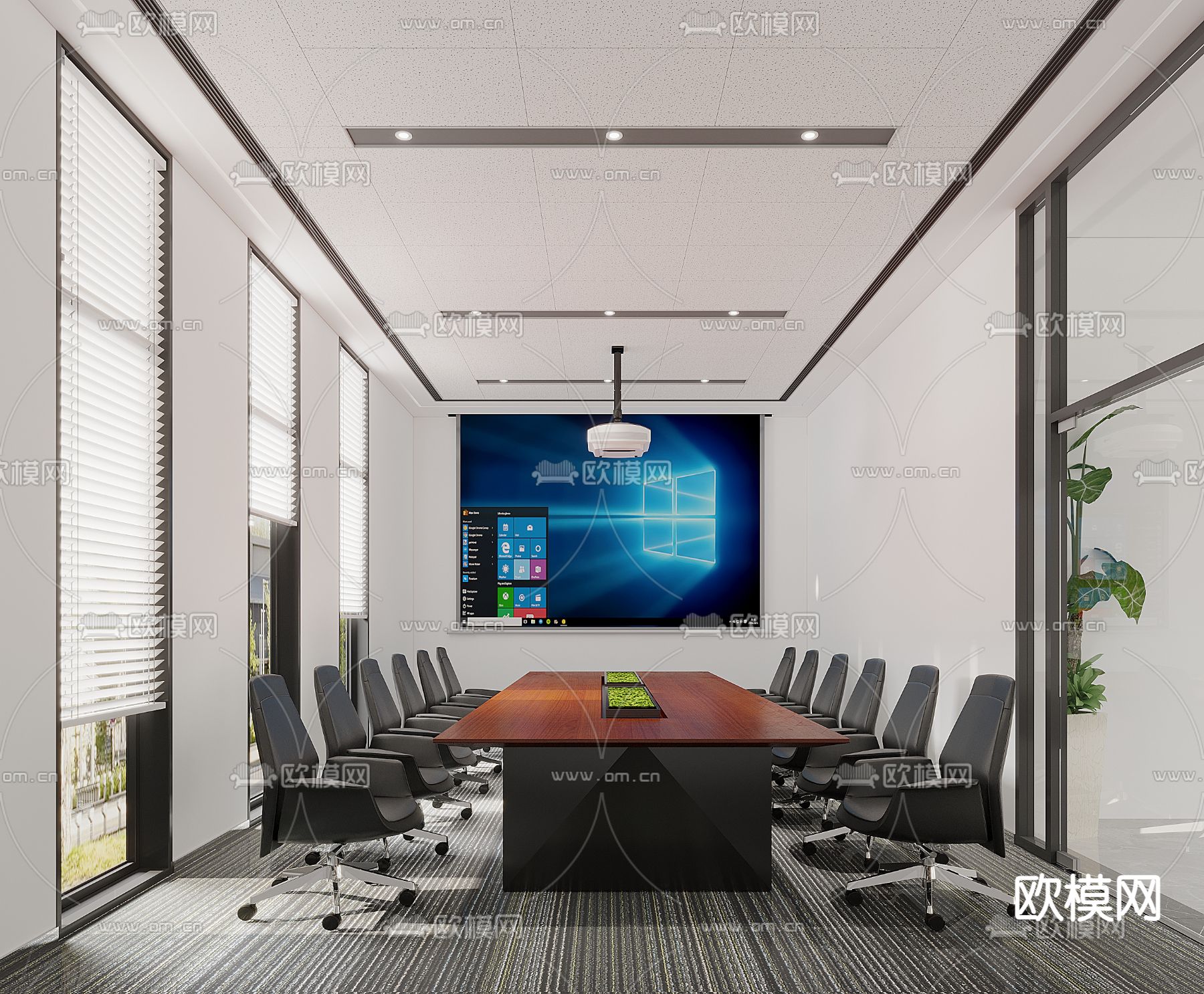现代会议室3d模型下载_ID12199408_3dmax免费模型-欧模网
