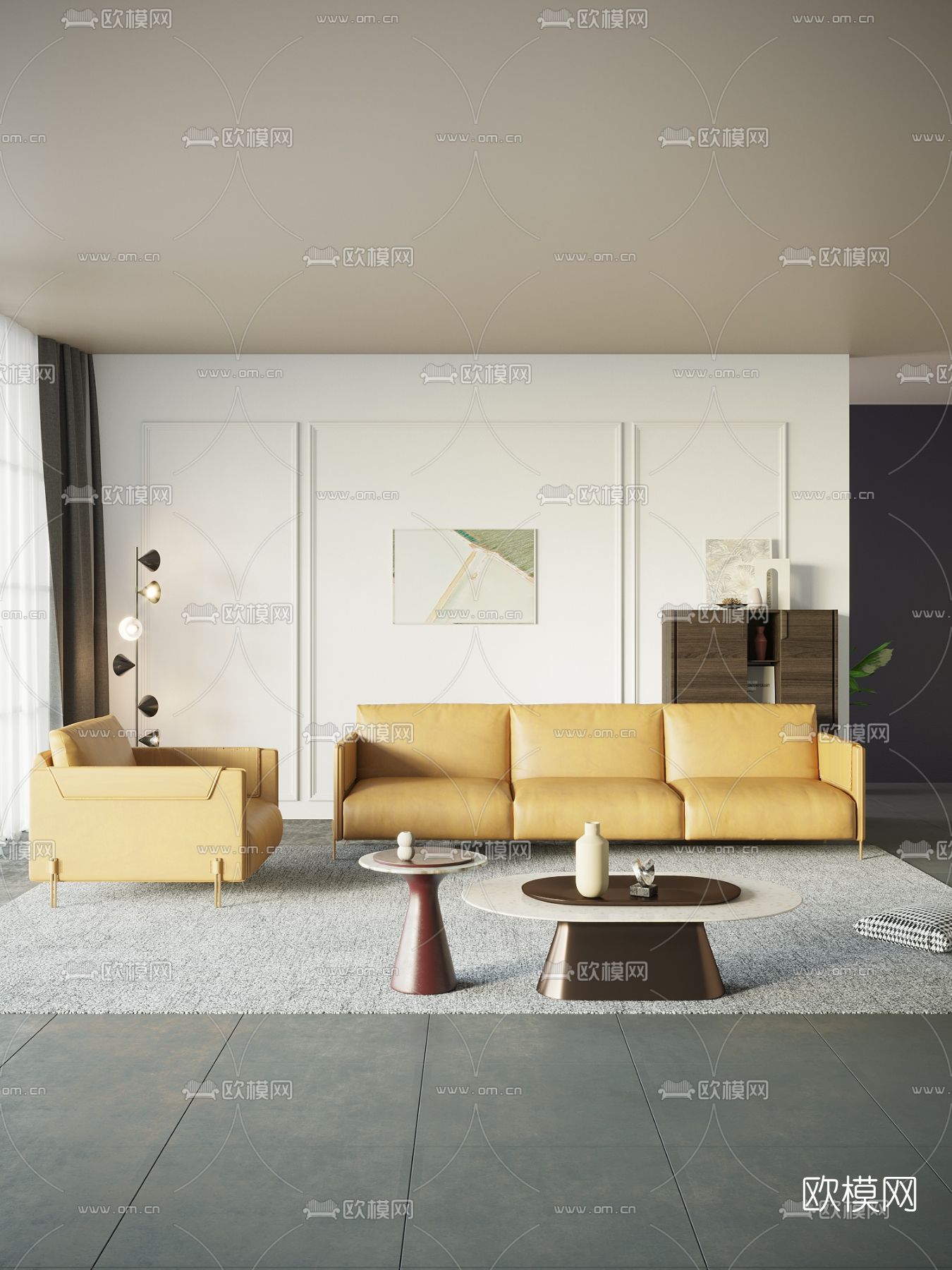 现代组合沙发3d模型下载（渲染图2）