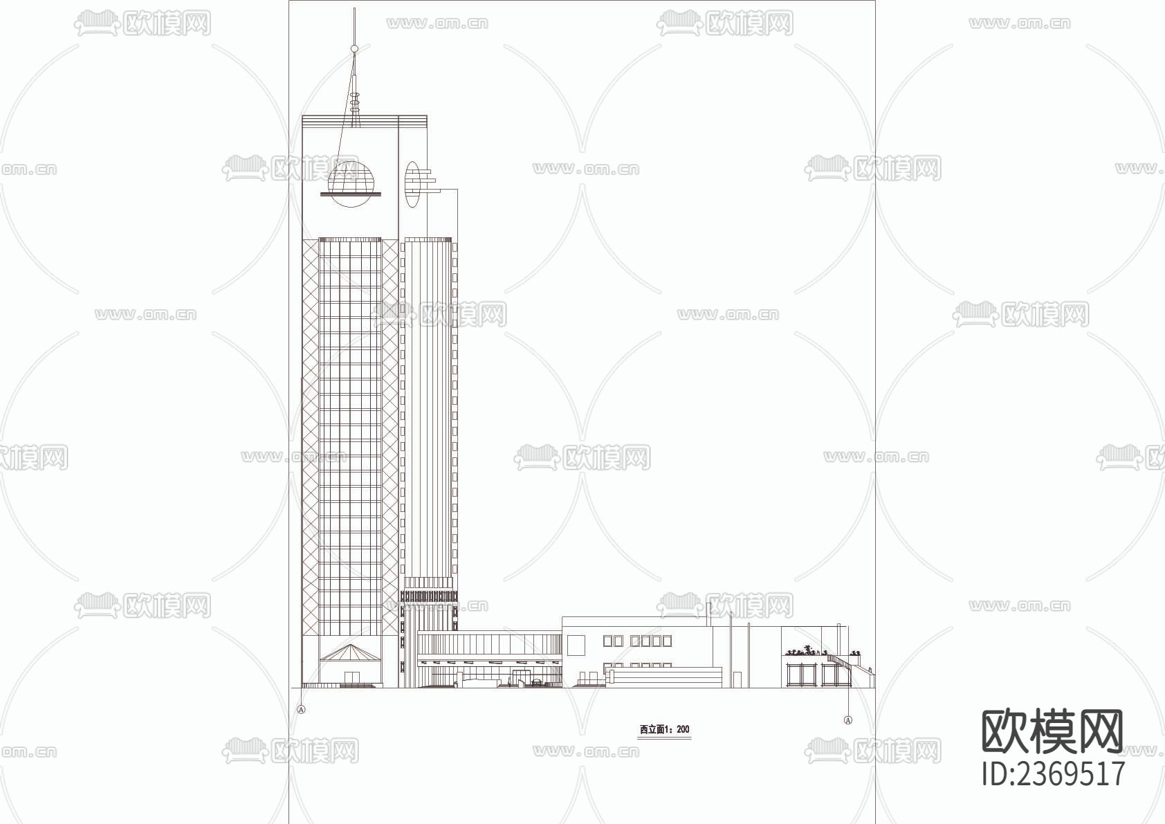 宾馆综合楼CAD施工图下载（渲染图5）