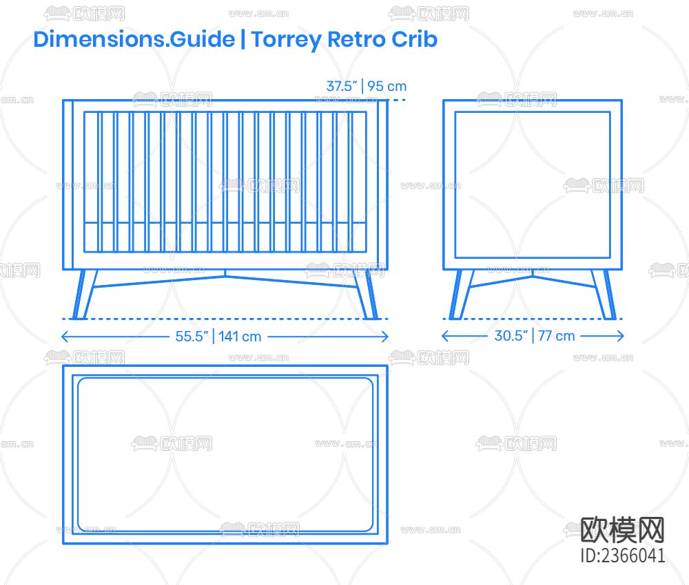 婴儿床cad图库下载（渲染图5）