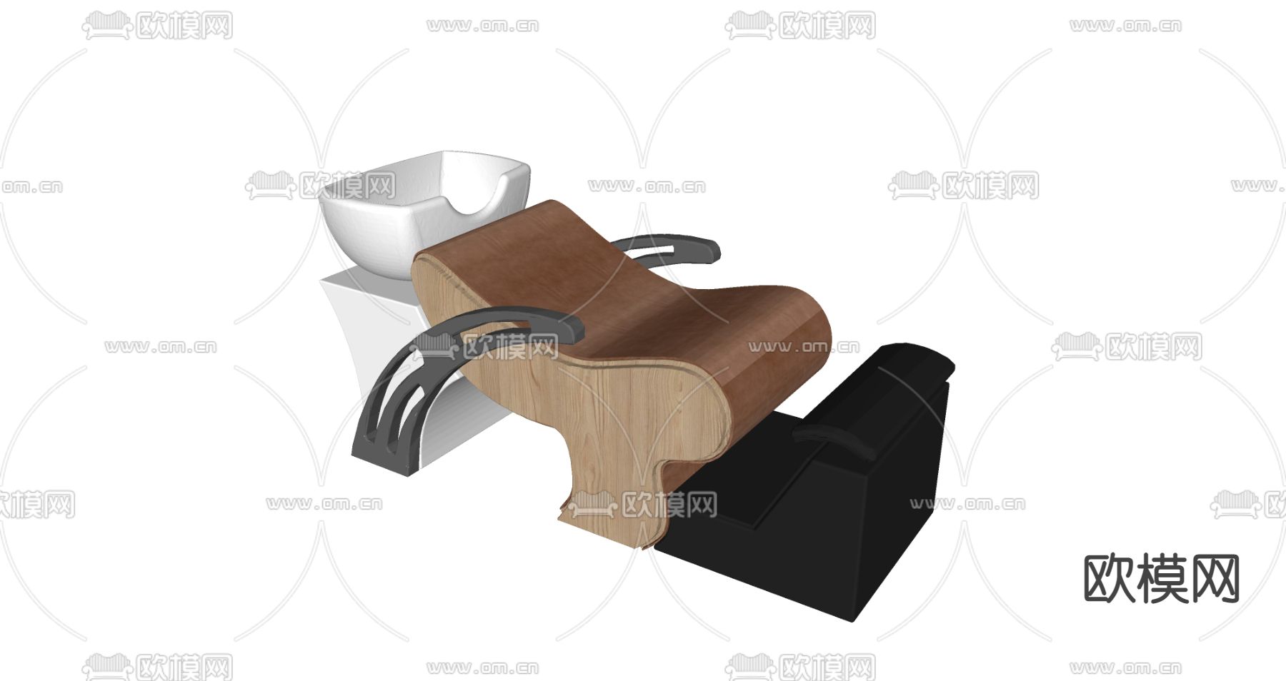 理发店洗头床 美发店洗头床su模型下载（渲染图2）