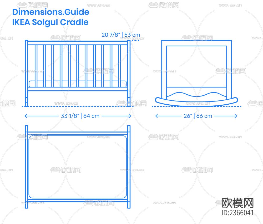 婴儿床cad图库下载（渲染图1）
