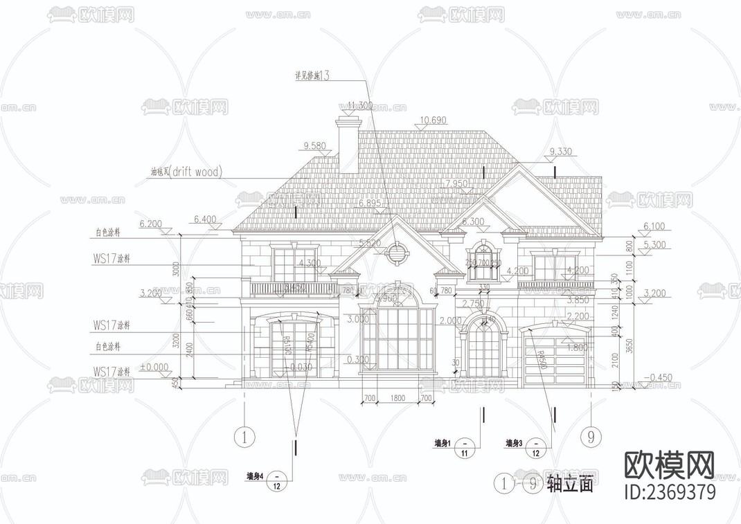 别墅建筑cad施工图-免费3dmax模型库-欧模网