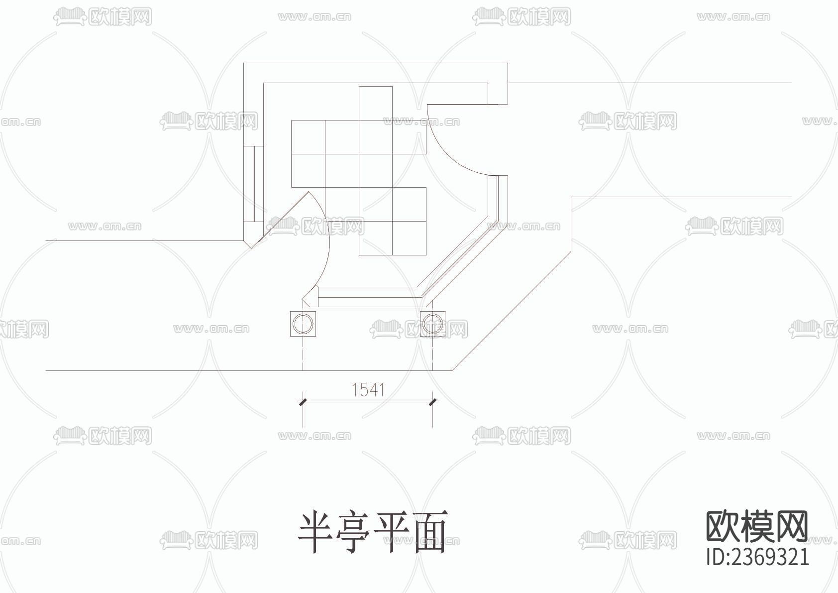 半亭CAD施工图下载（渲染图2）