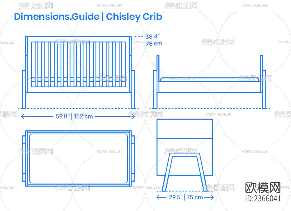 婴儿床cad图库下载（渲染图8）