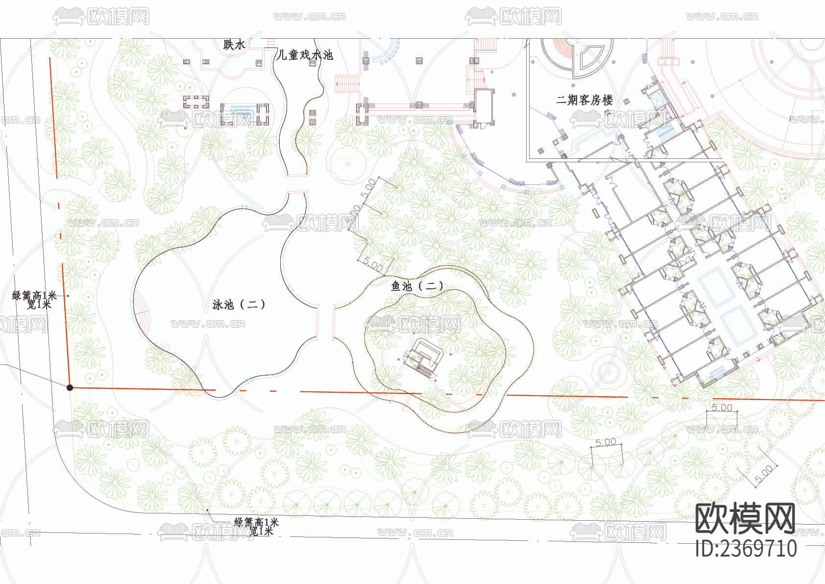 度假村景观CAD施工图下载（渲染图2）