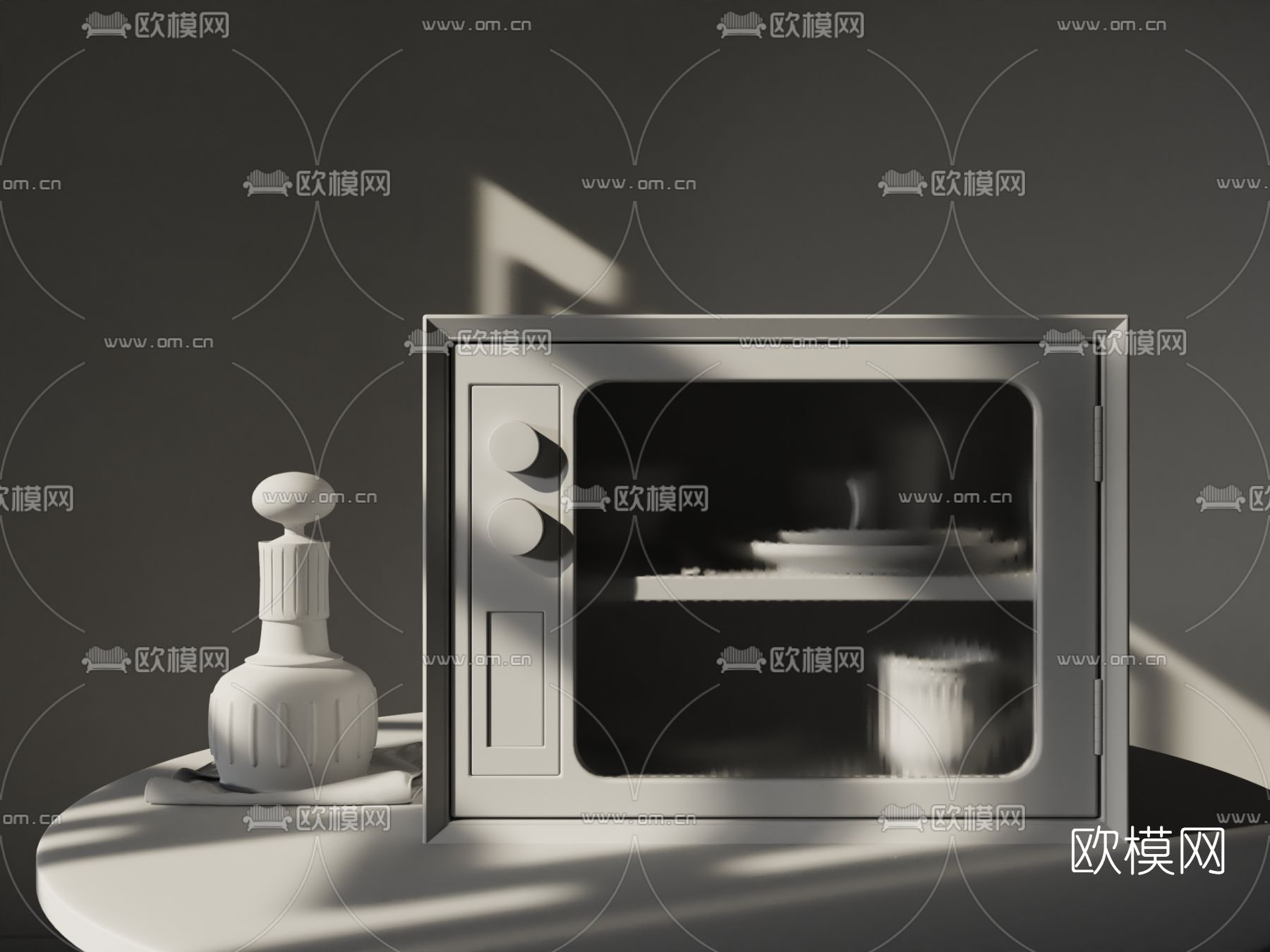 侘寂碗柜 储物柜3d模型下载（渲染图2）