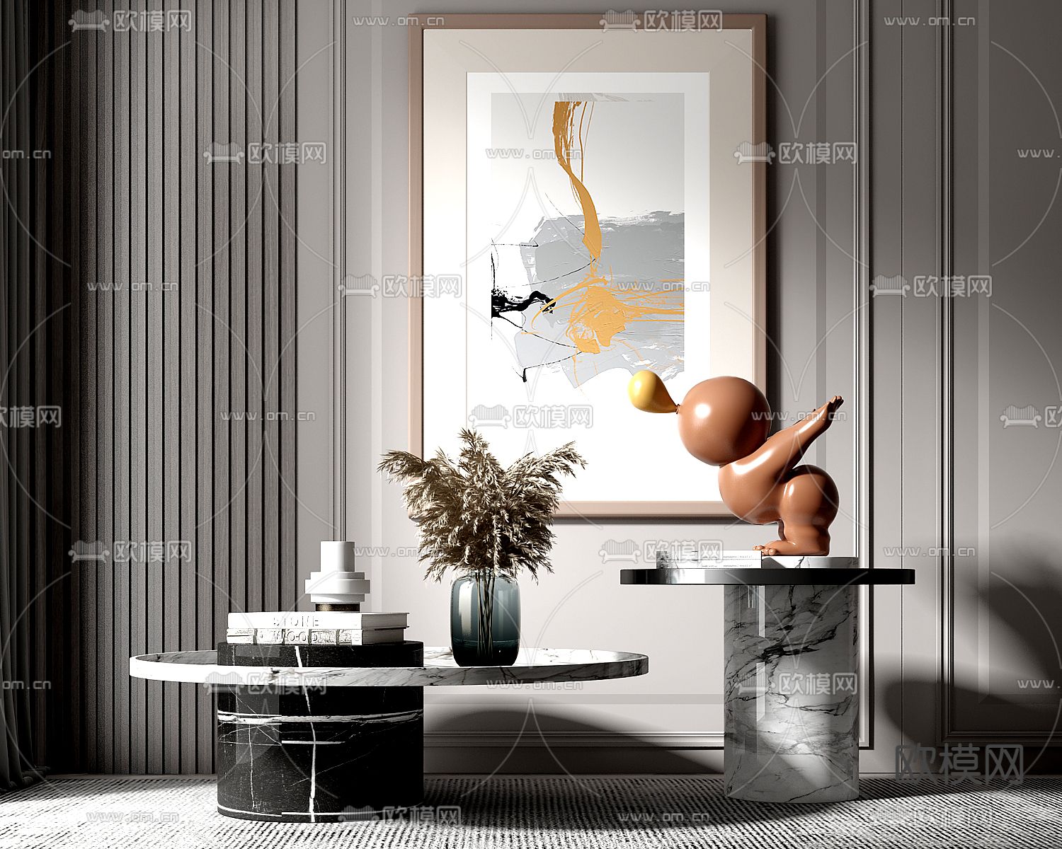 轻奢圆形子母茶几3d模型下载