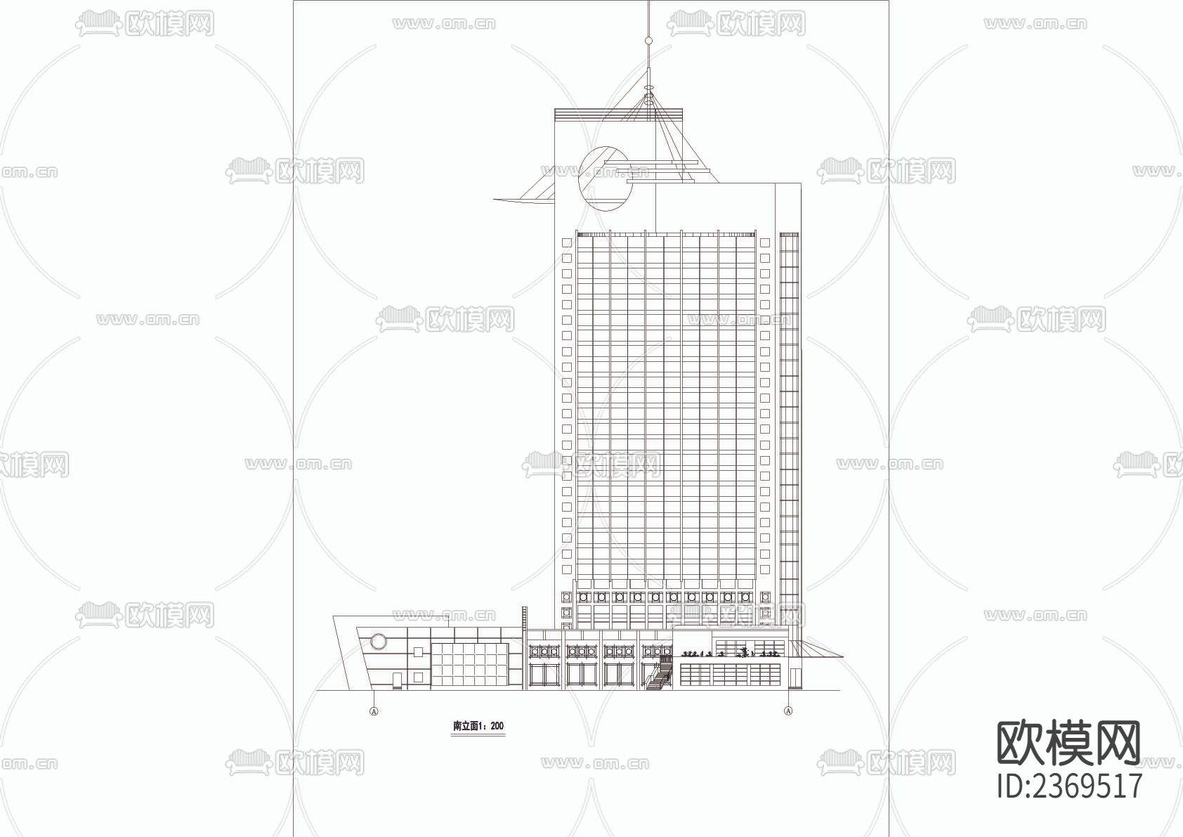宾馆综合楼CAD施工图下载（渲染图3）