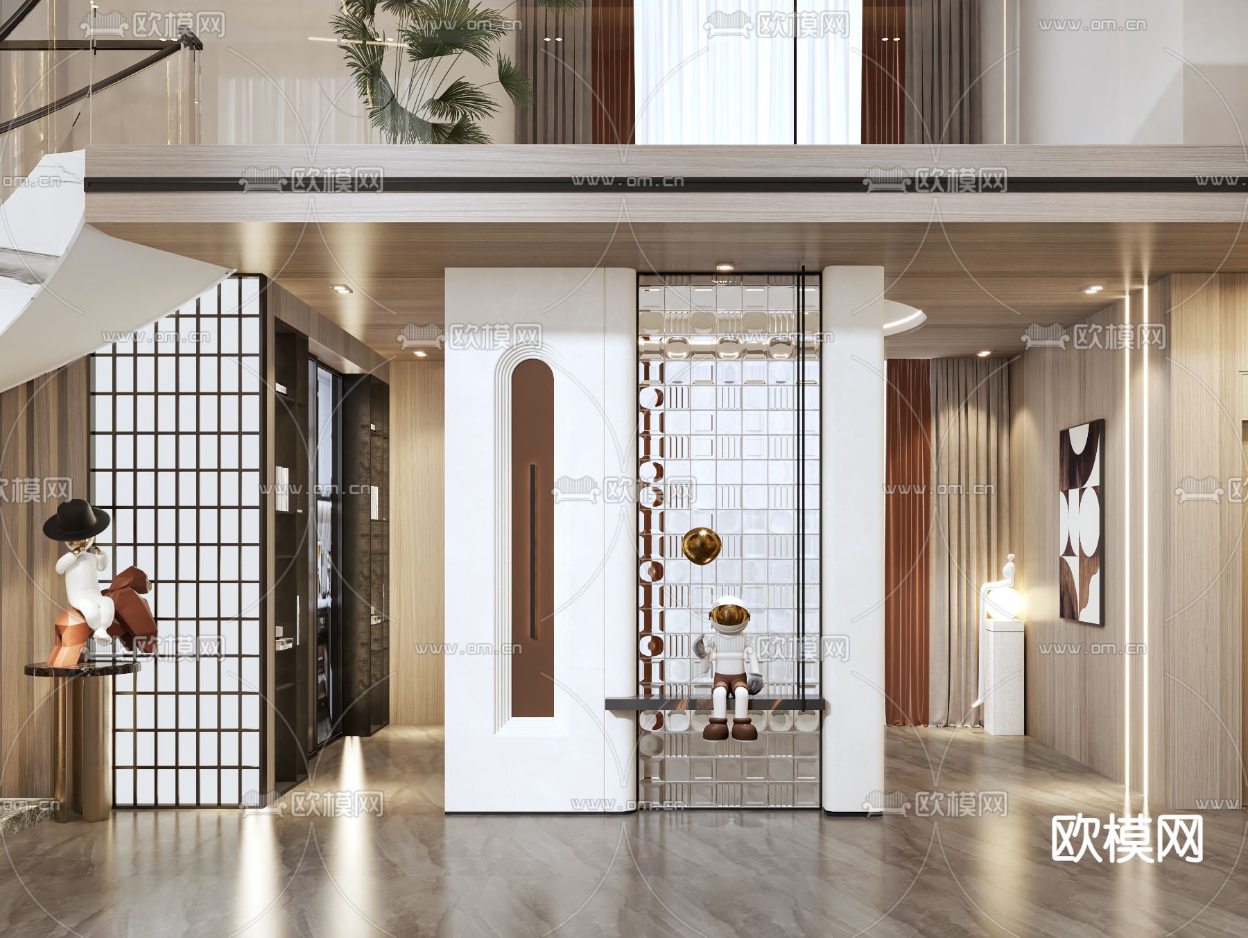 玻璃砖玄关 隔断3d模型下载