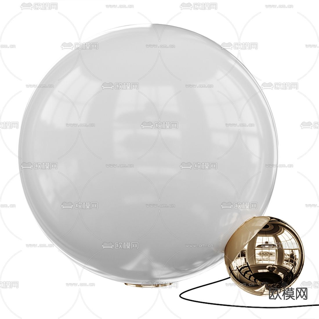 现代圆形台灯3d模型下载（渲染图2）