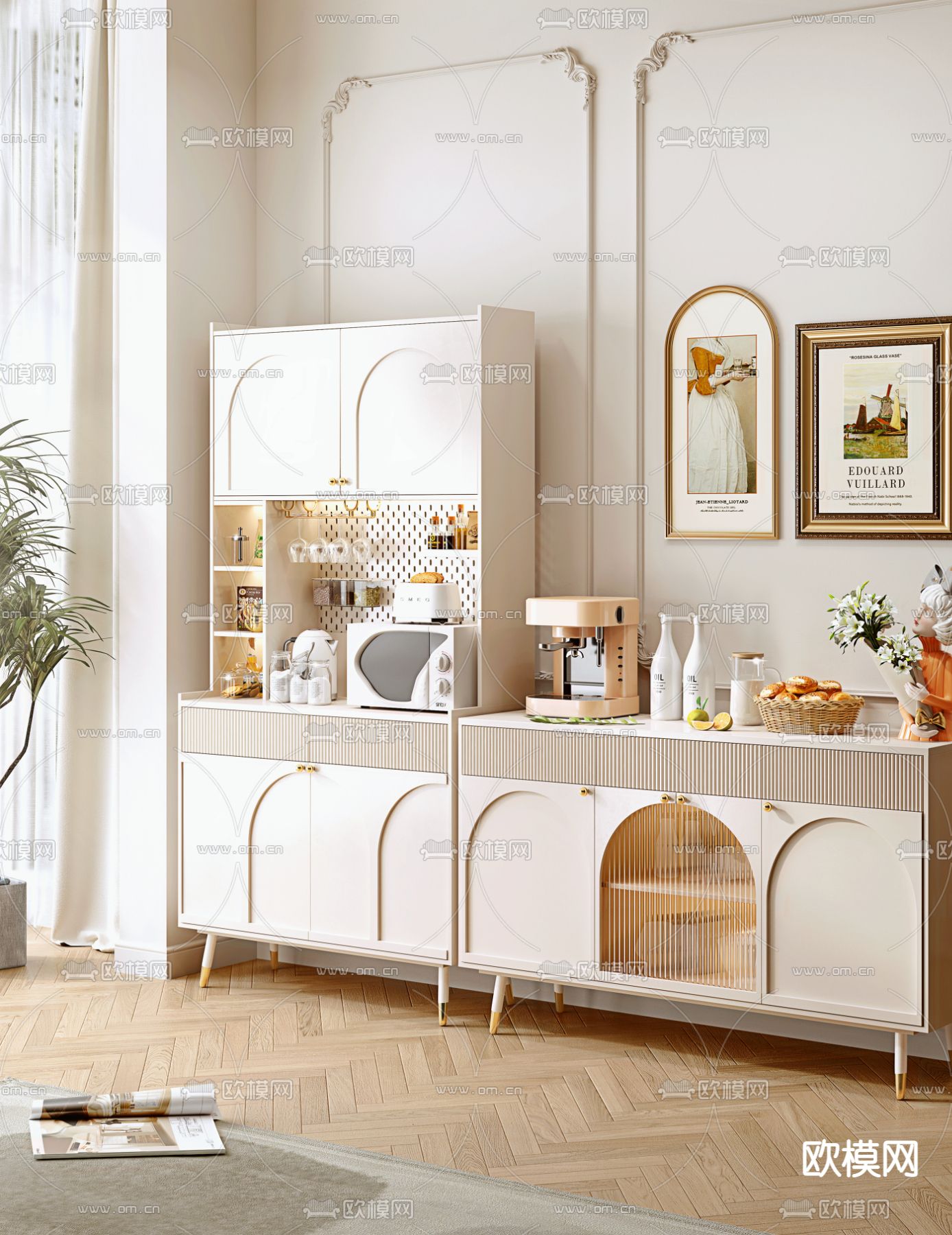 法式斗柜 餐边柜3d模型下载