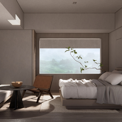  侘寂风酒店客房su模型 