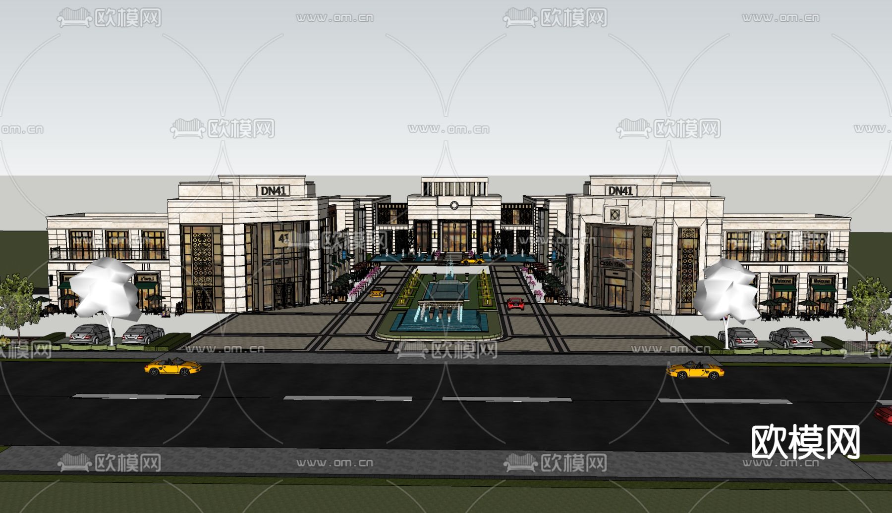 欧式售楼处外观su模型下载（渲染图4）