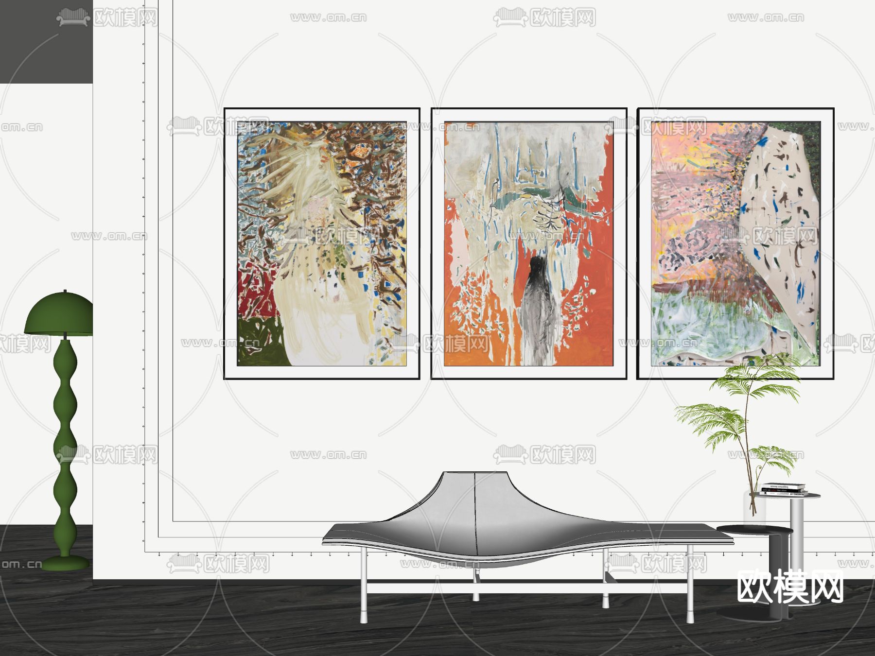 现代装饰挂画su模型下载（渲染图2）