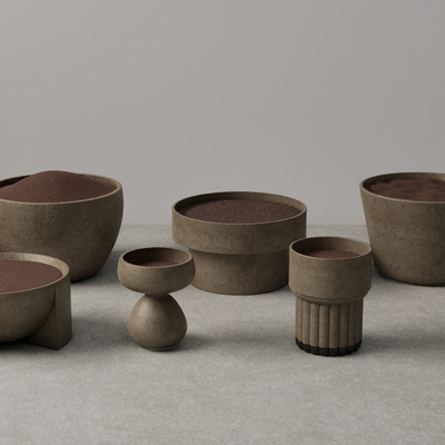  侘寂风坛子罐子组合su模型 