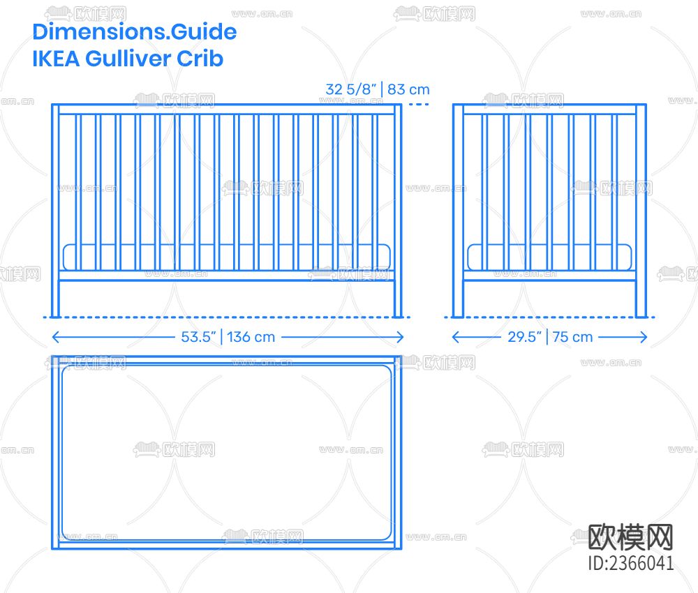 婴儿床cad图库下载（渲染图3）
