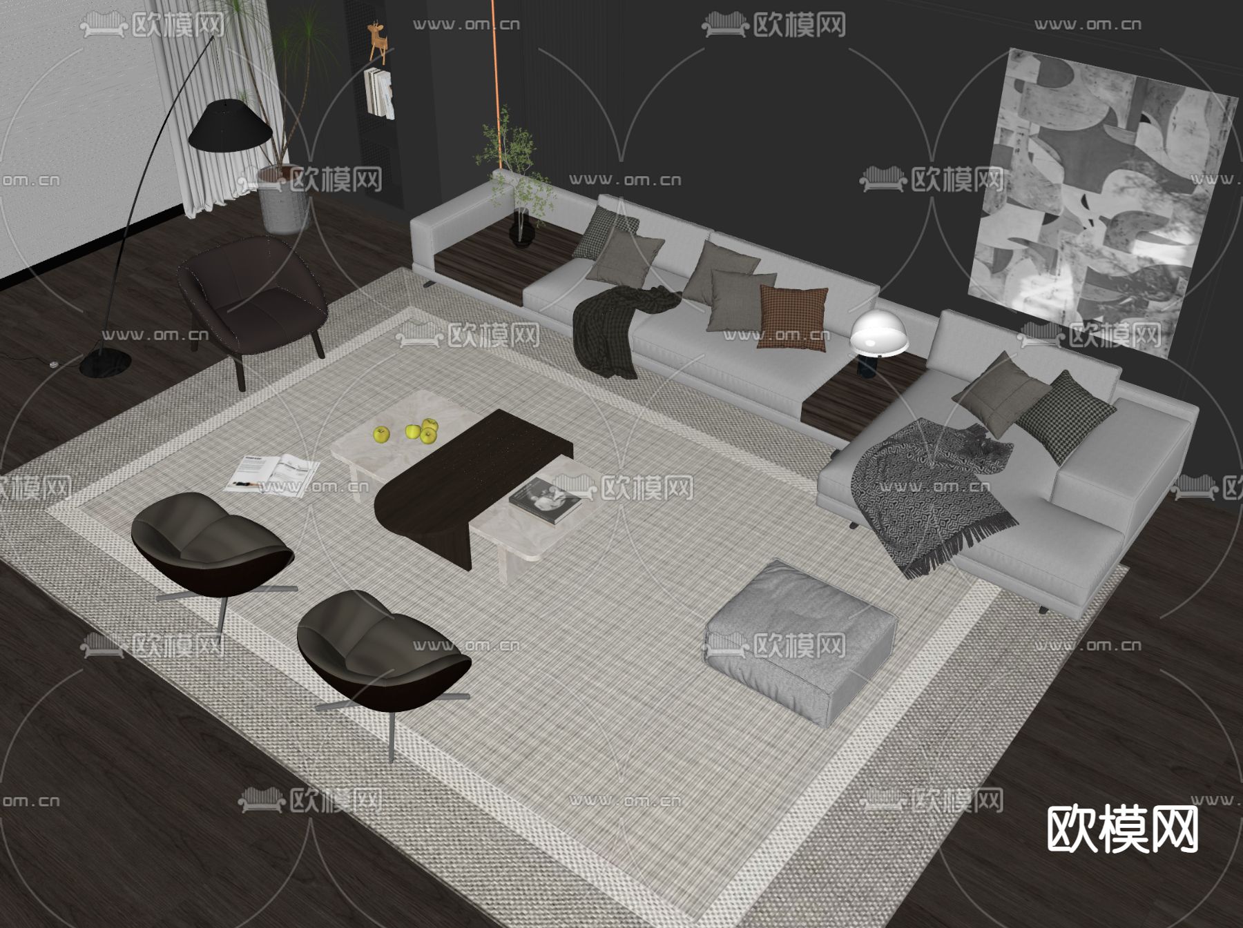 Minotti 组合沙发su模型下载（渲染图2）