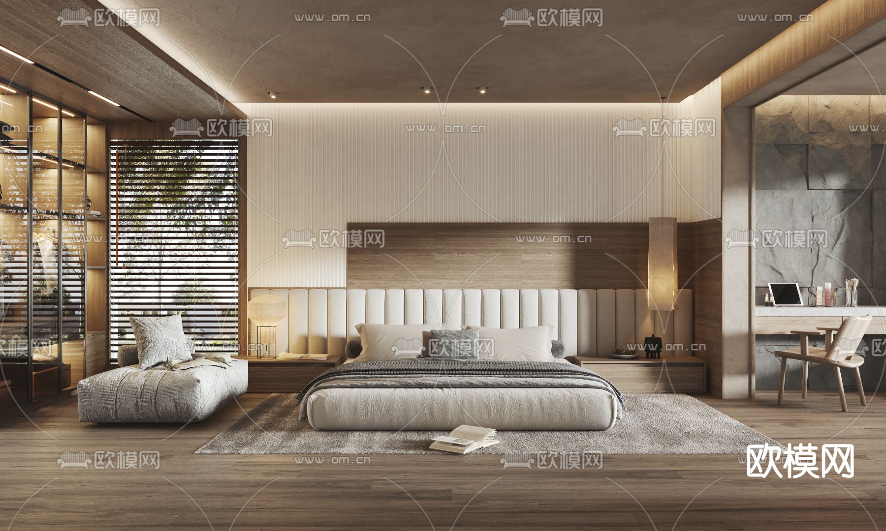 侘寂风卧室su模型下载（渲染图1）