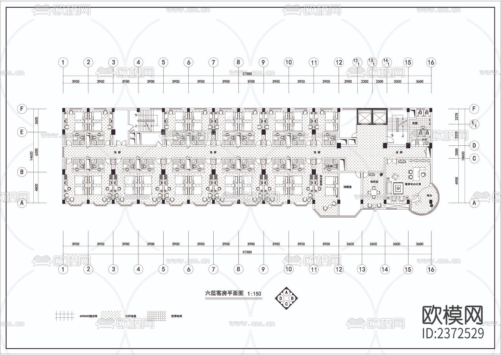 某宾馆装饰设计cad施工图下载（渲染图4）