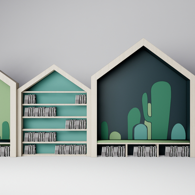  现代儿童书柜su模型 