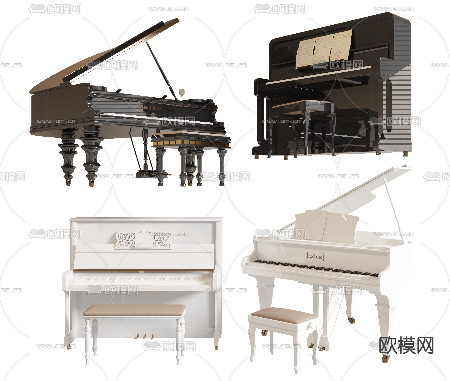 立式钢琴 三角钢琴3d模型下载