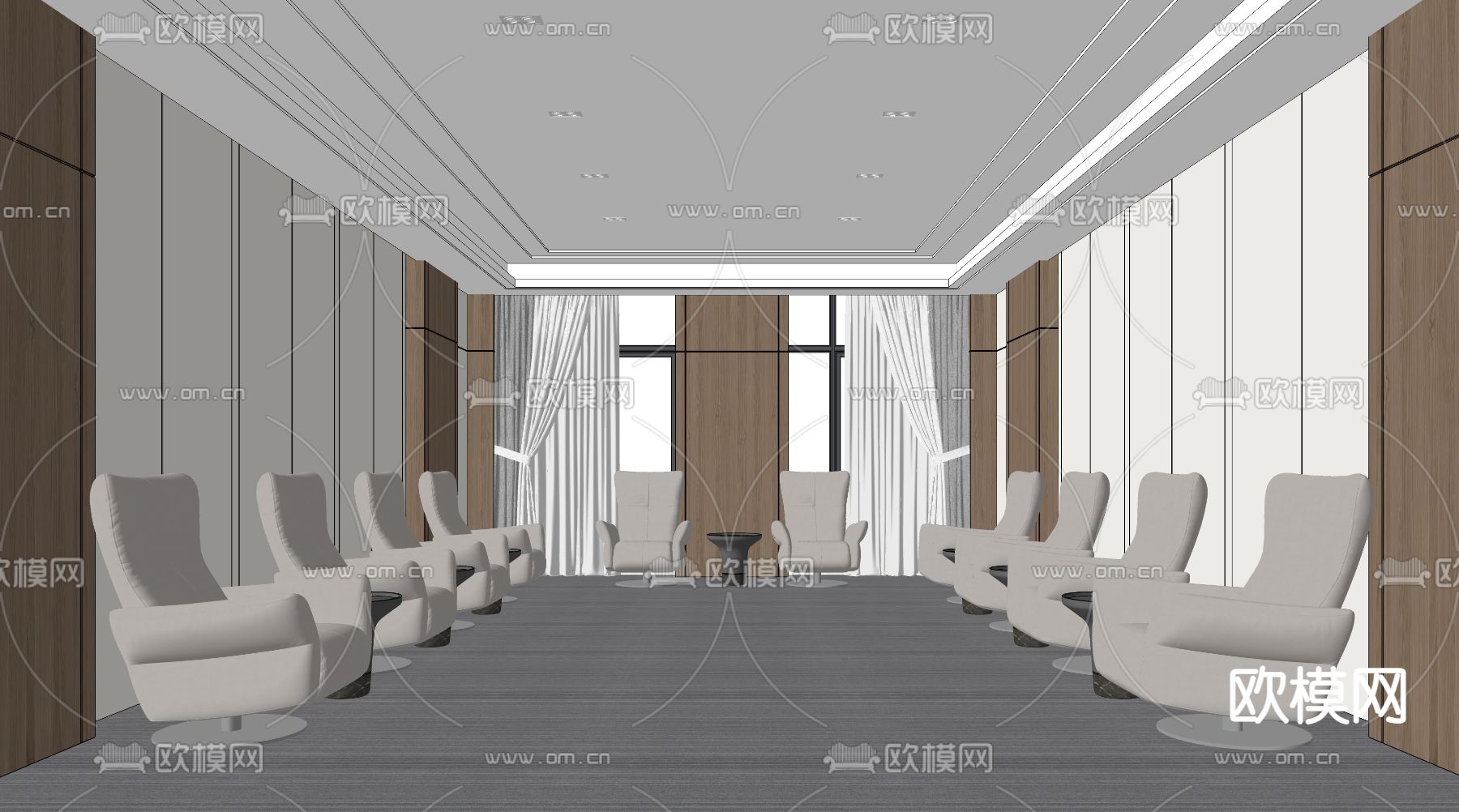 现代贵宾接待室su模型下载（渲染图2）