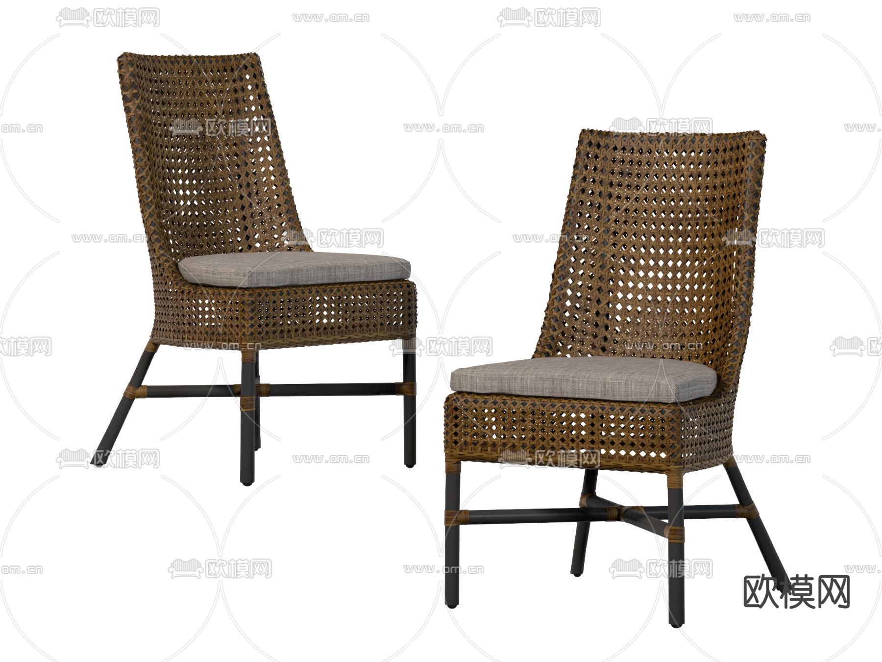 侘寂户外编织藤椅3d模型下载
