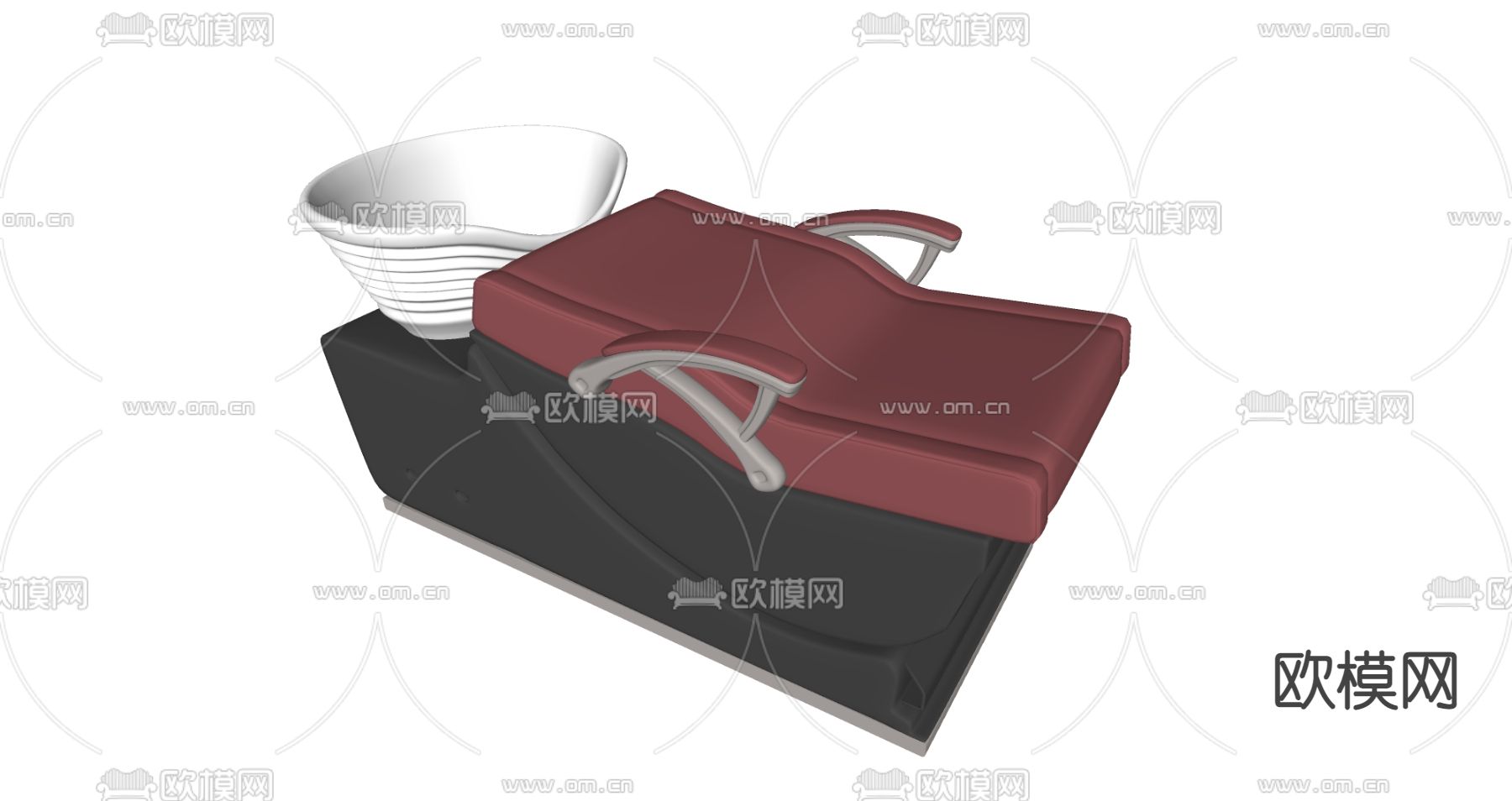 理发店洗头床 美发店洗头床su模型下载（渲染图2）