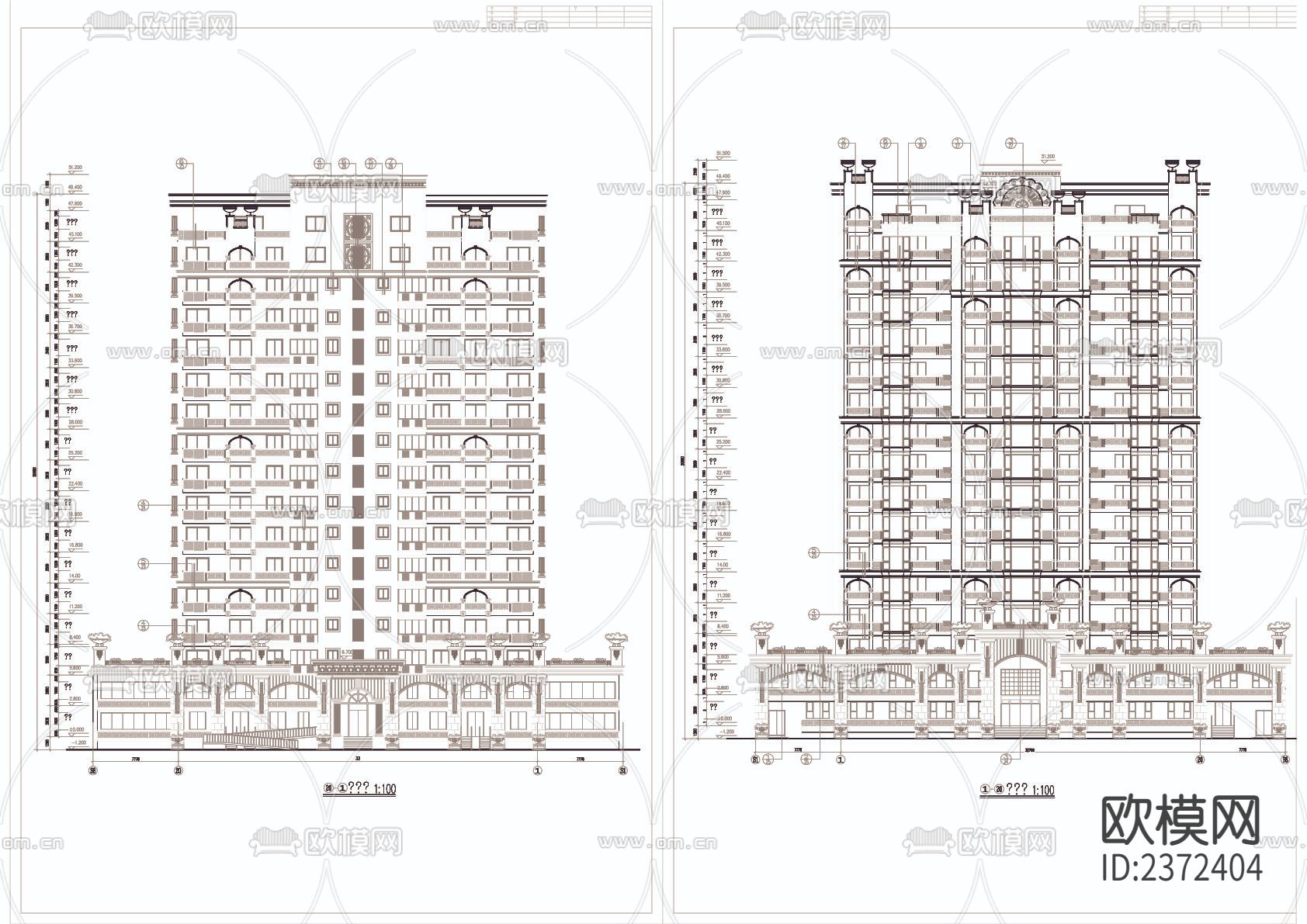 小区建筑CAD施工图下载（渲染图3）