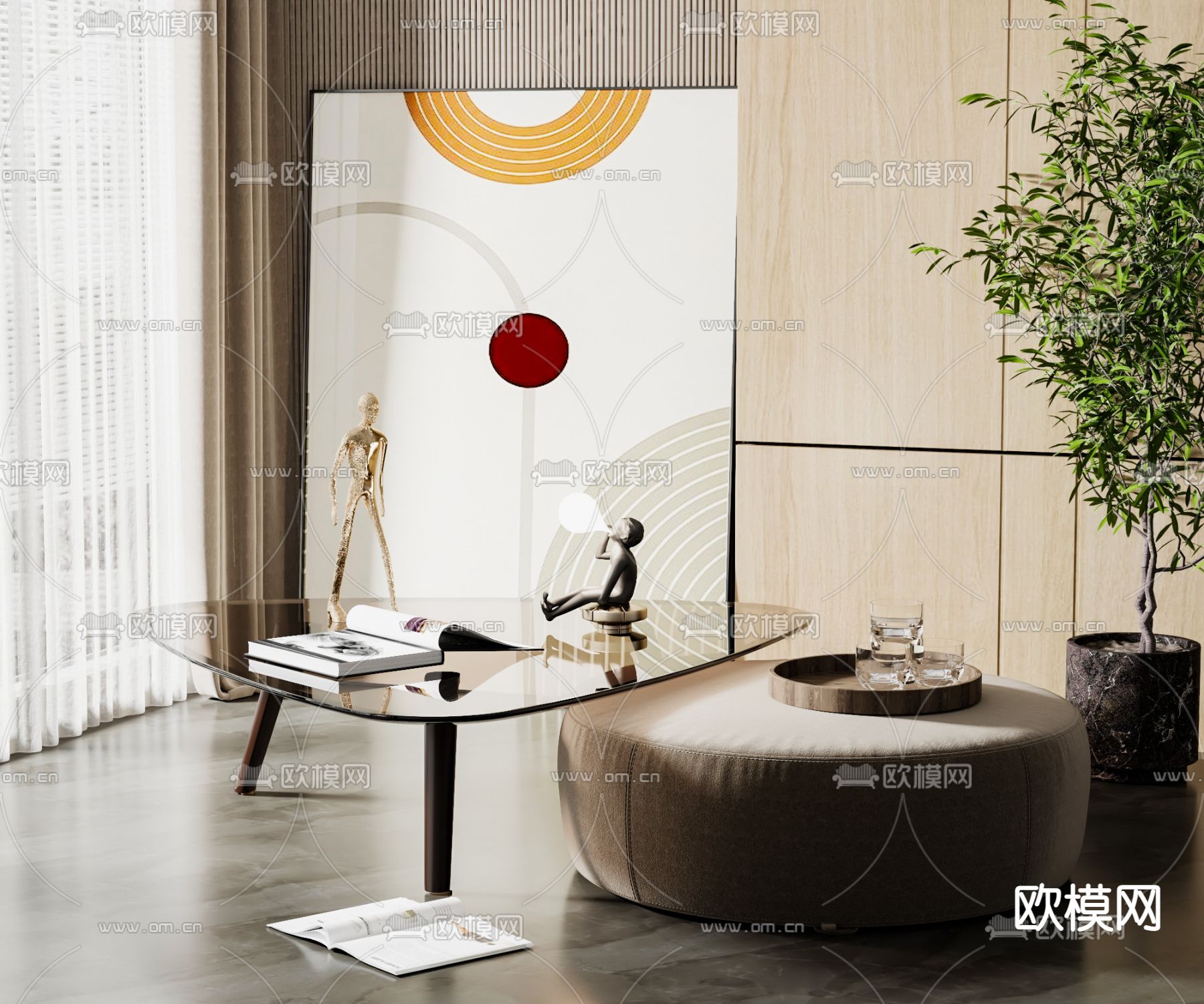 现代子母茶几3d模型下载