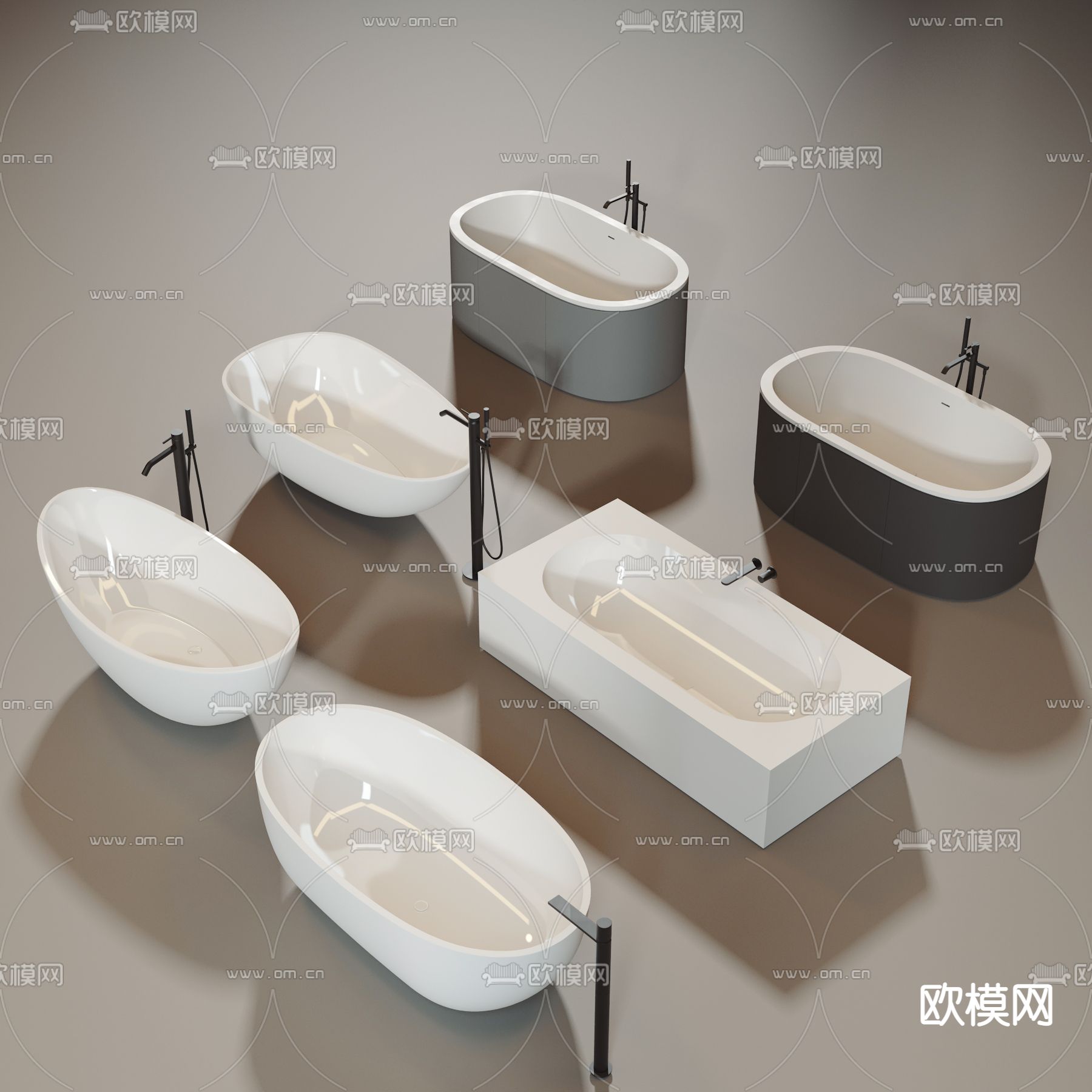 现代浴缸3d模型下载