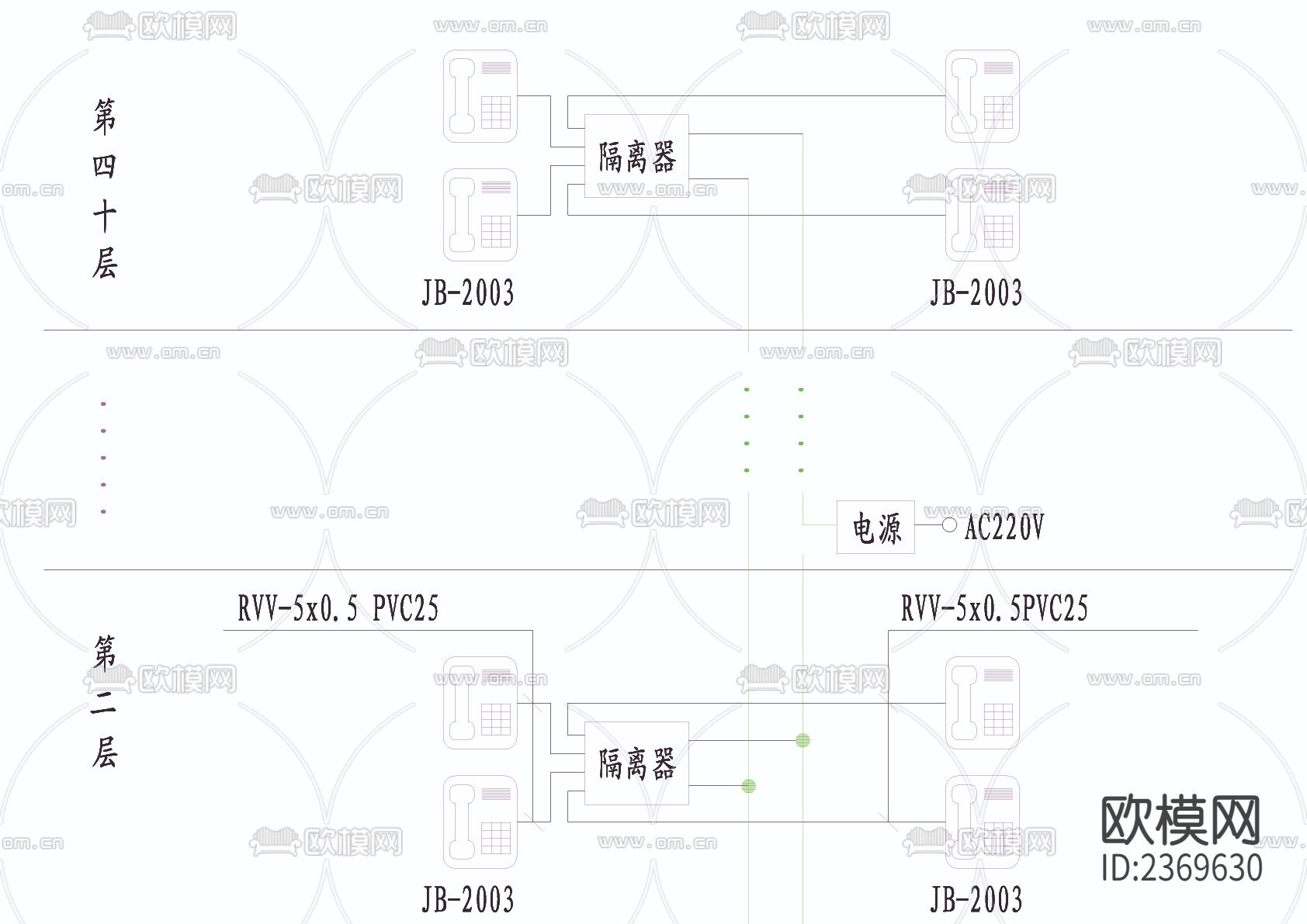 访客对讲系统CAD节点大样下载（渲染图2）