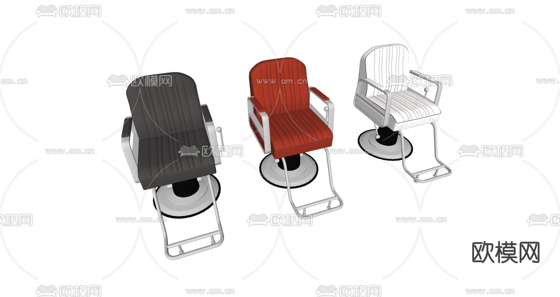 理发店椅子 美发店椅子 发廊椅子su模型下载（渲染图1）