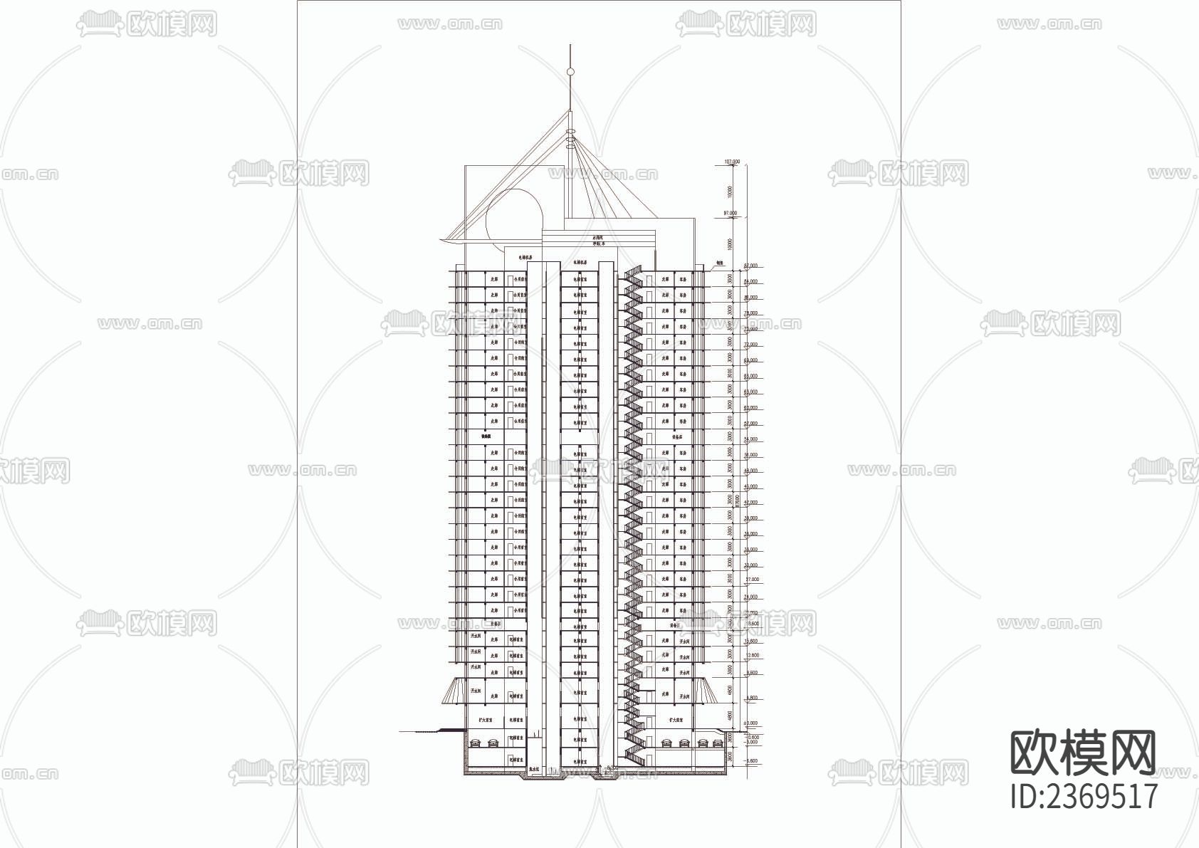 宾馆综合楼CAD施工图下载（渲染图6）