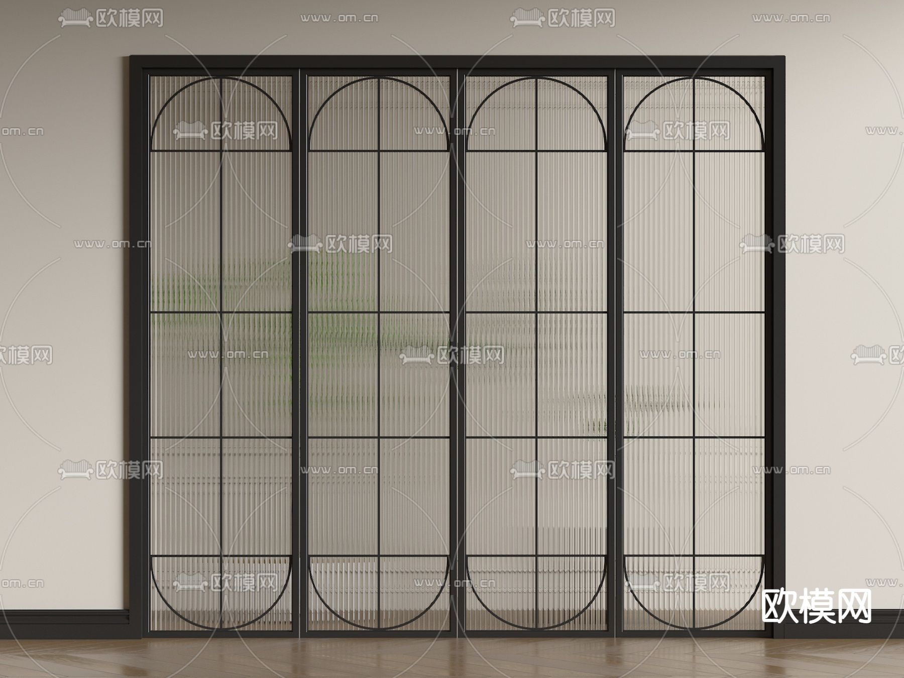 法式玻璃门su模型下载（渲染图1）